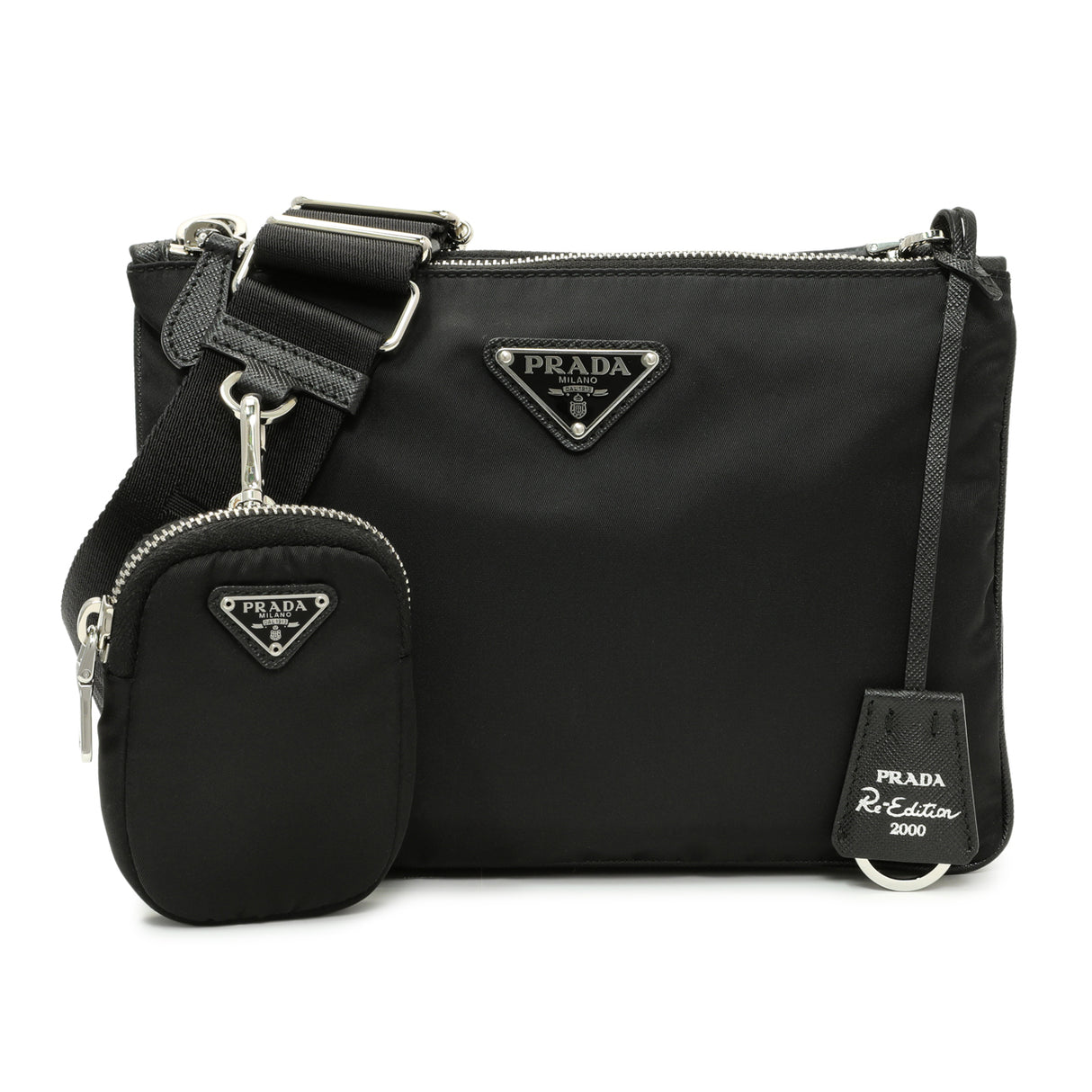 Prada Black Nylon Re-Edition 2000 Messenger Bag Handbags Prada