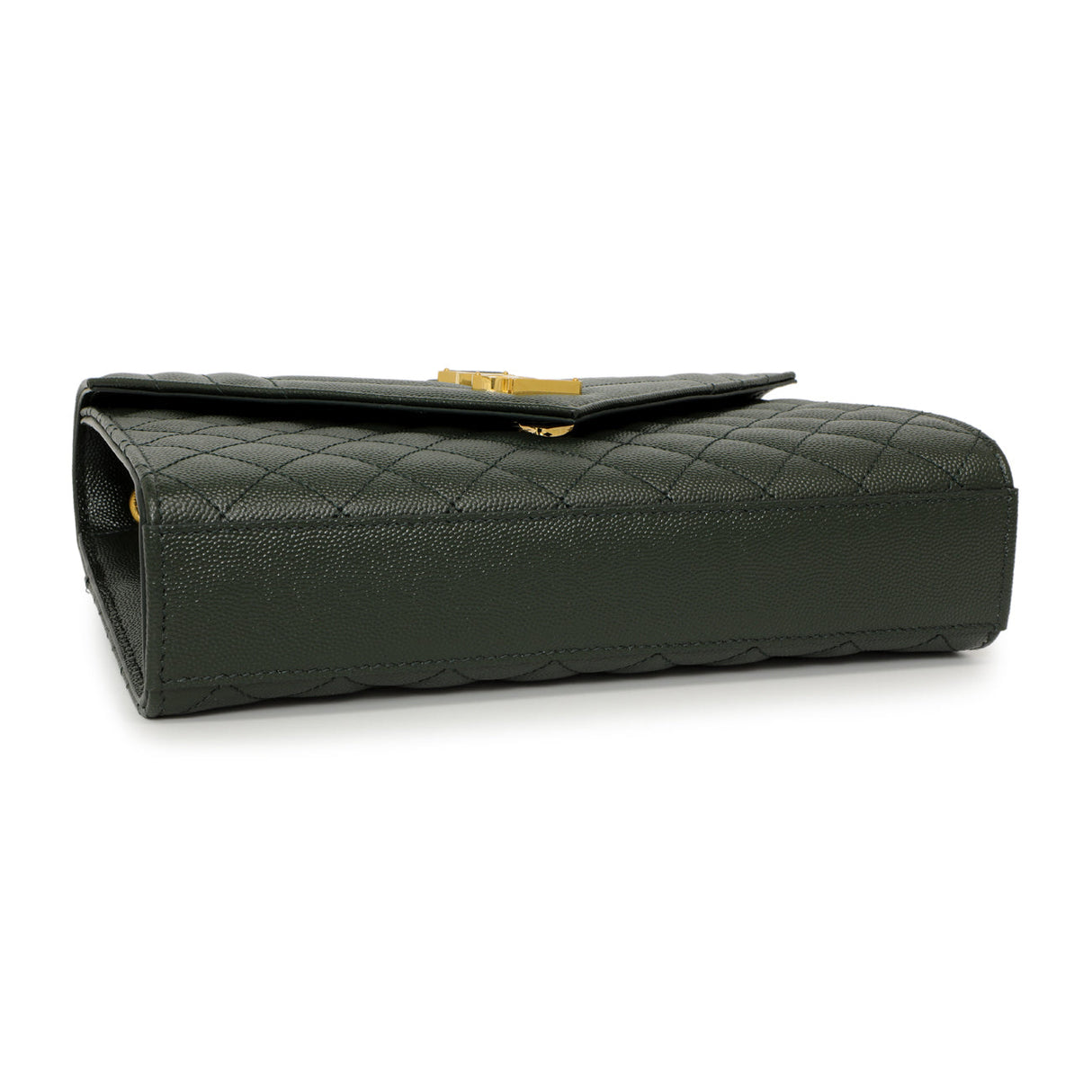 Saint Laurent Green Grain De Poudre Matelasse Chevron Medium Triquilt Monogram Satchel Handbags Saint Laurent