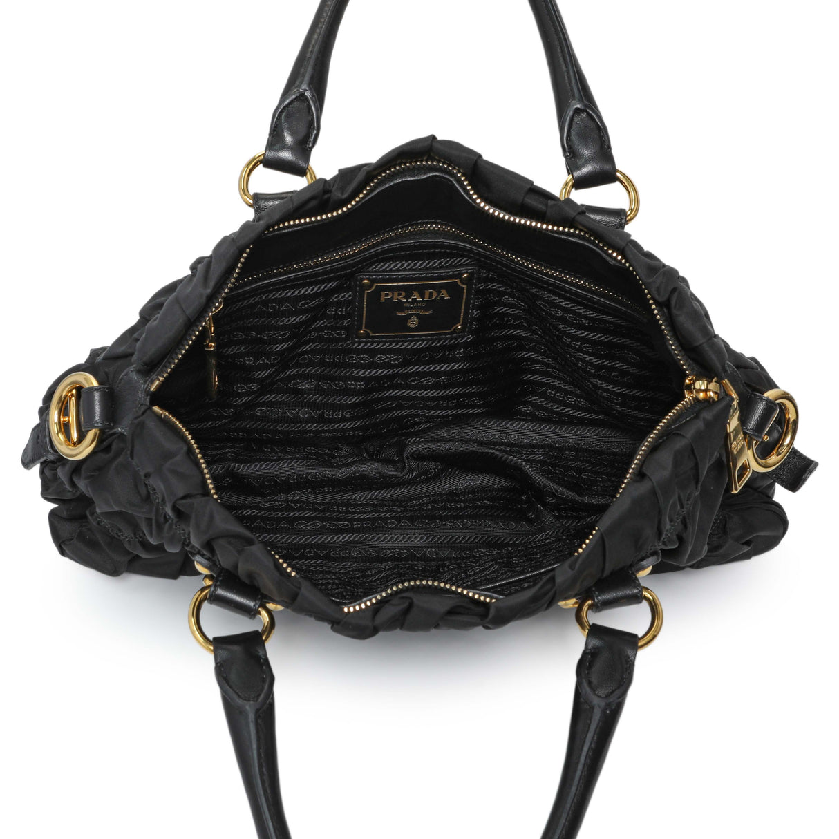 Prada Nero Tessuto Gaufre Small Tote Handbags Prada