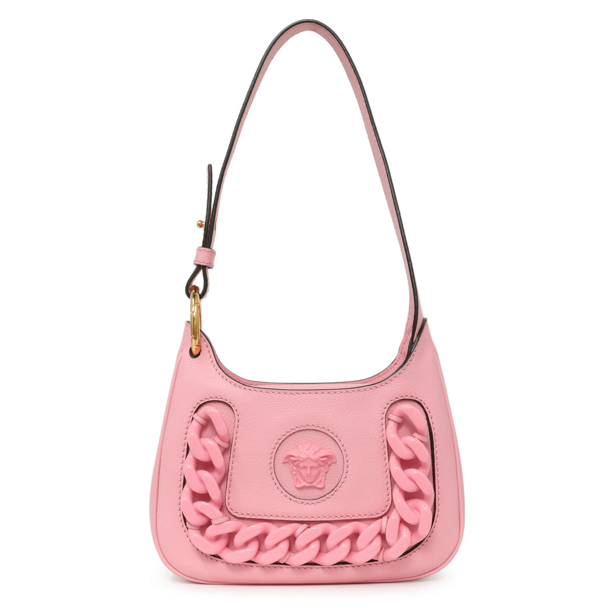 Versace Pink Calfskin La Medusa Mini Chain Hobo Handbags Versace