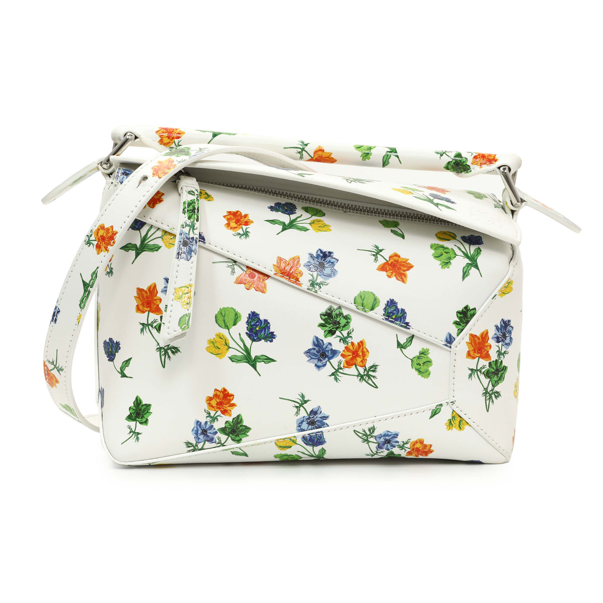 Loewe White Flower Print Calfskin Small Puzzle Edge Bag Handbags Loewe