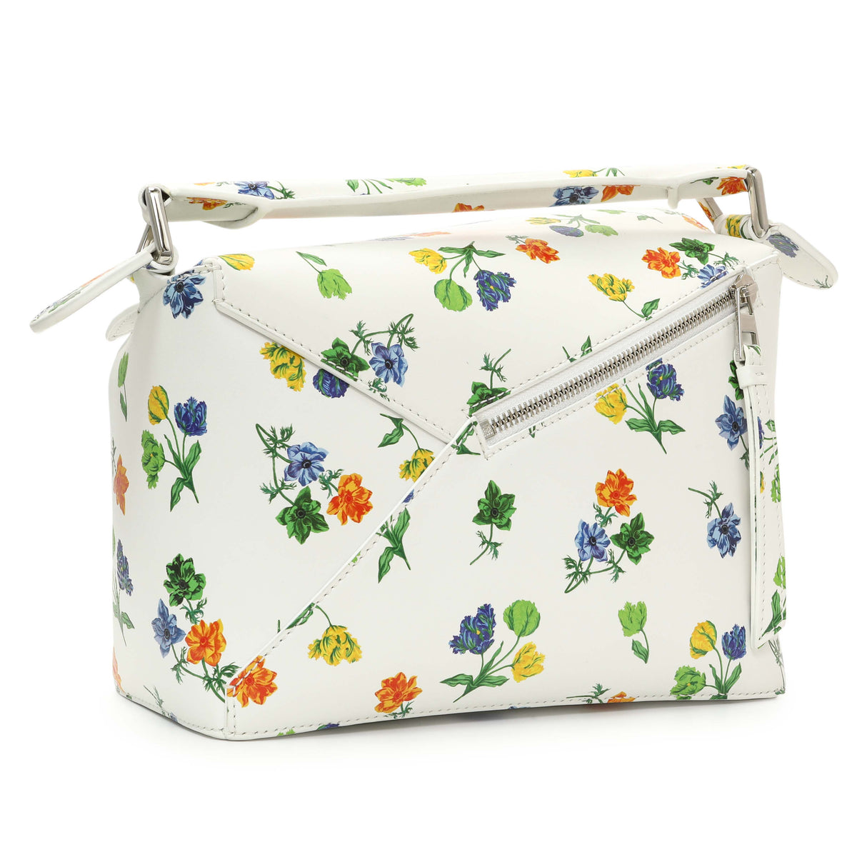 Loewe White Flower Print Calfskin Small Puzzle Edge Bag Handbags Loewe