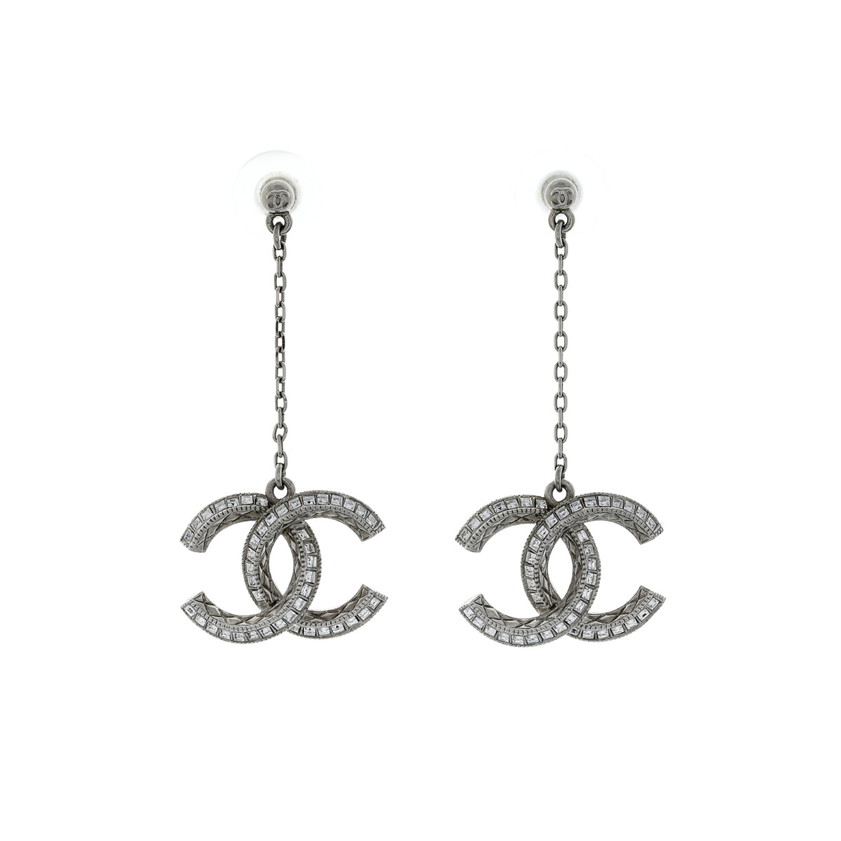 Chanel Crystal CC Drop Earrings Designer Jewellery Chanel