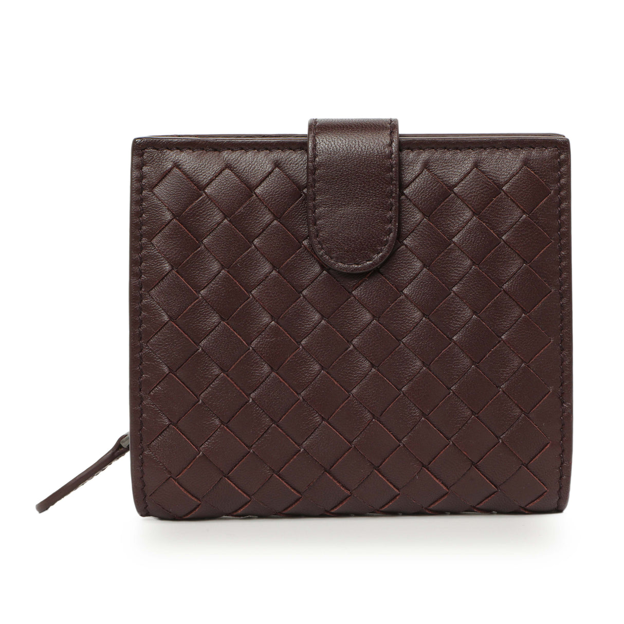 Bottega Veneta Burgundy Nappa Intrecciato Compact Snap Wallet Accessories Bottega Veneta