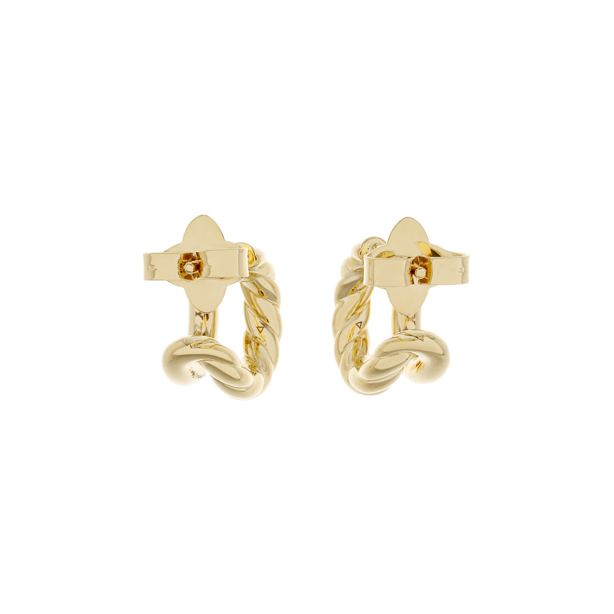 David Yurman 18K Yellow Gold Diamond DY Mercer Two Row Hoop Earrings Designer Jewellery David Yurman