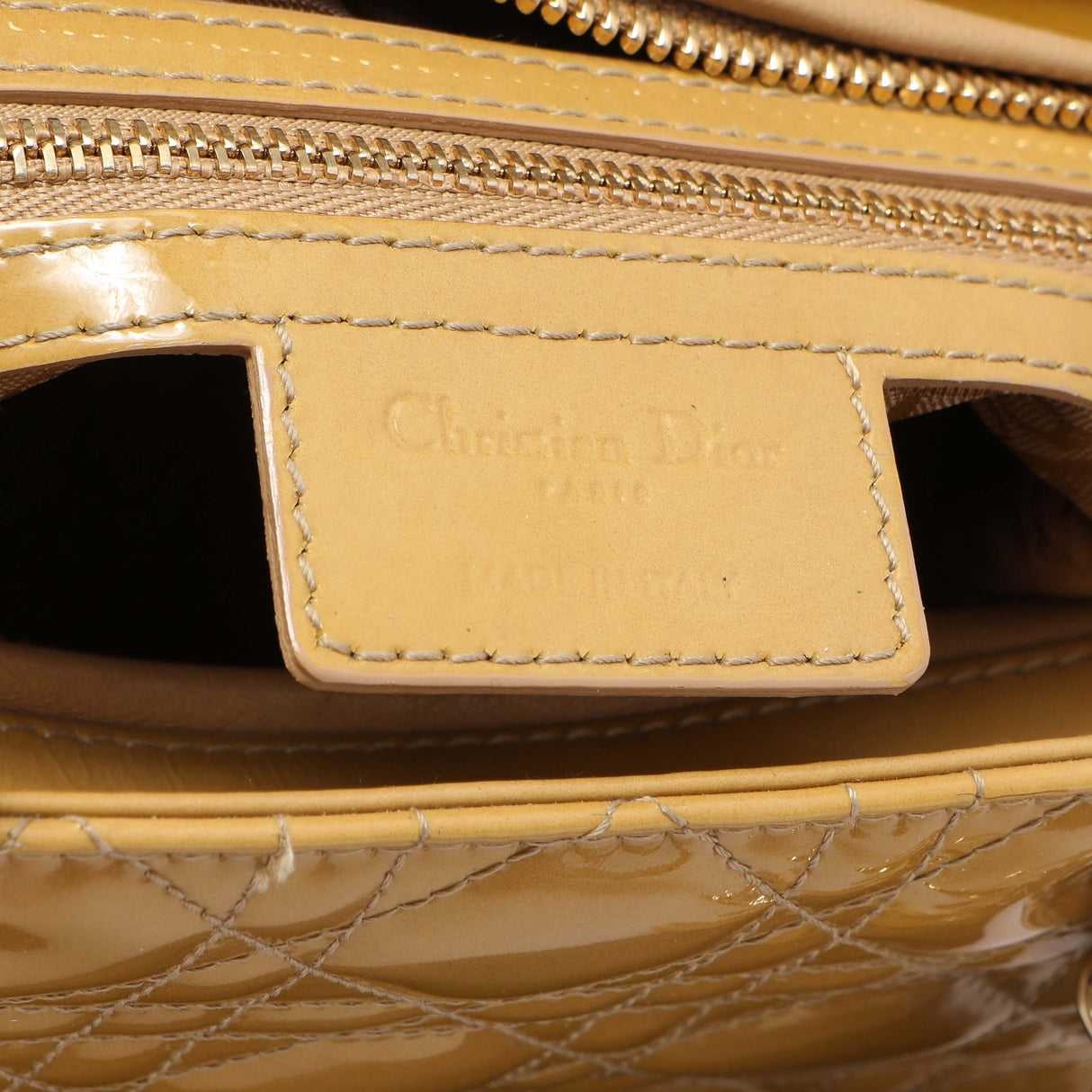 Christian Dior Beige Patent Cannage Large Lady Dior Handbags Christian Dior