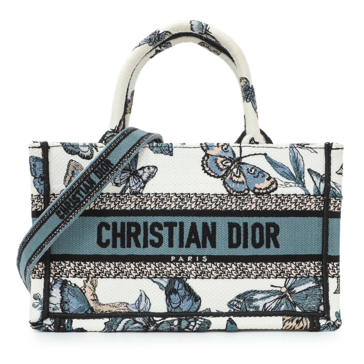 Christian Dior Embroidered Canvas Mini Book Tote w/ Strap Handbags Christian Dior