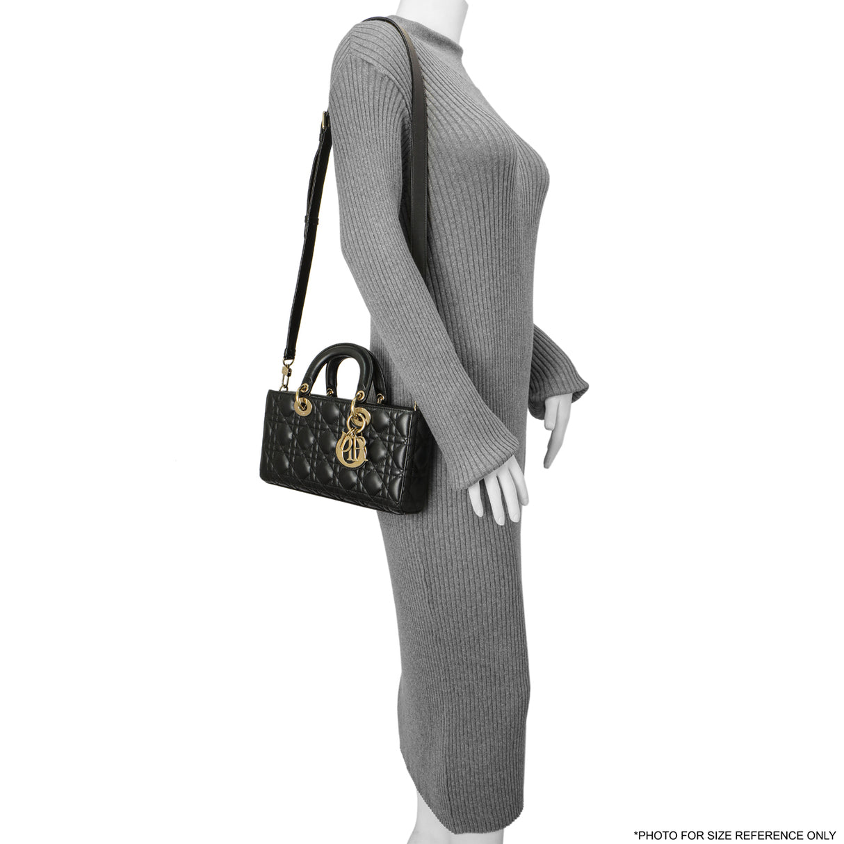 Christian Dior Black Lambskin Cannage Medium Lady D-Joy Handbags Christian Dior