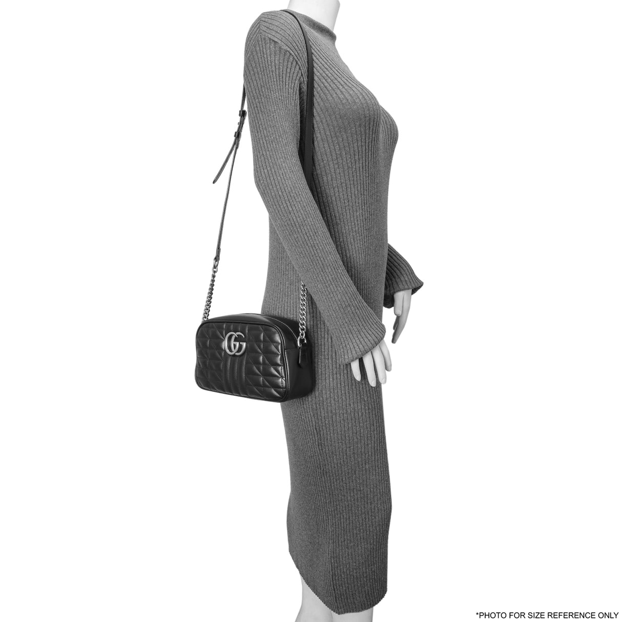 Gucci Black Aria Matelasse Calfskin Small Marmont Shoulder Bag Handbags Gucci