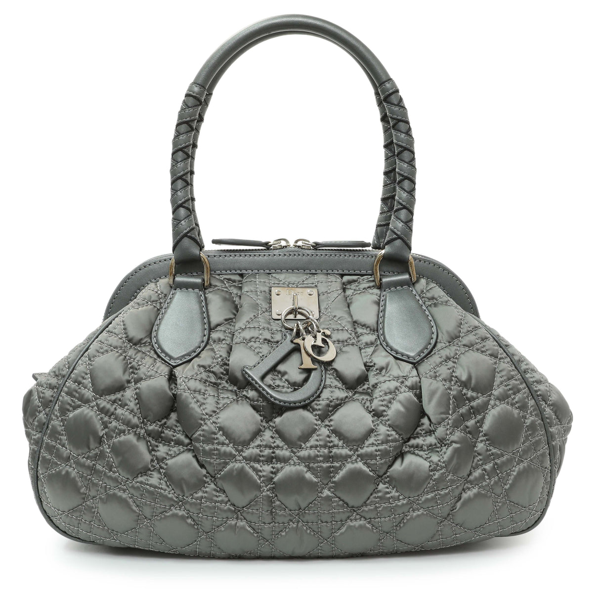 Christian Dior Grey Satin Cannage Charming Doctors Bag Handbags Christian Dior