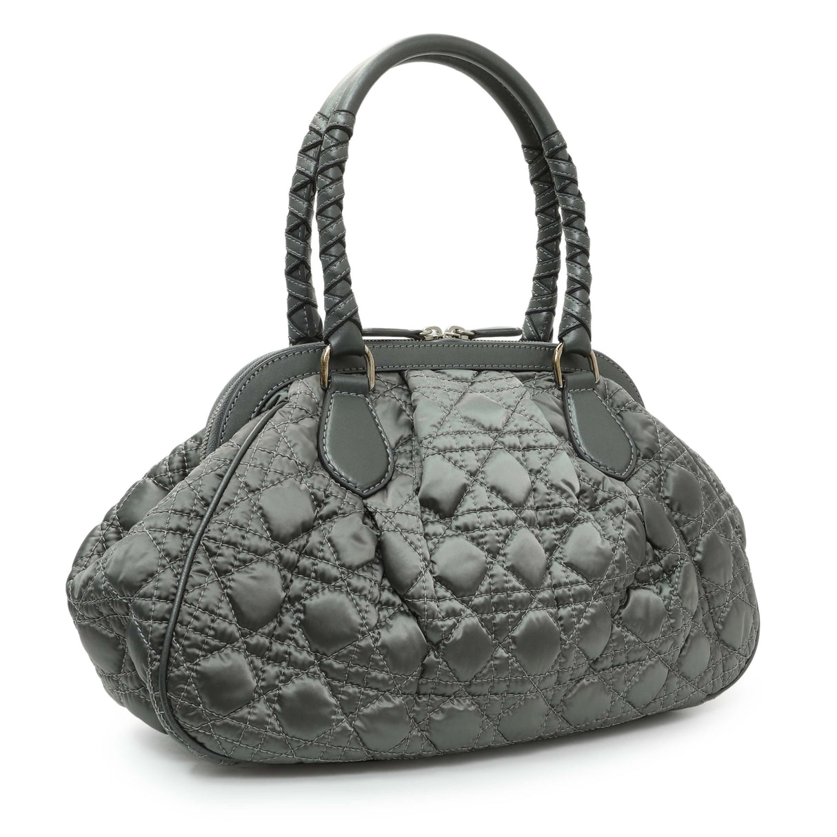 Christian Dior Grey Satin Cannage Charming Doctors Bag Handbags Christian Dior