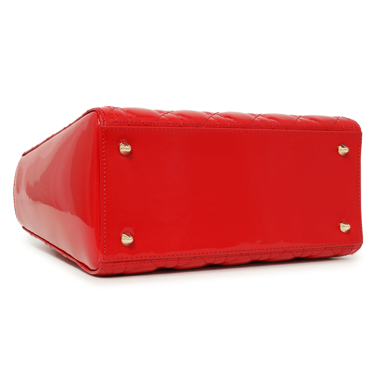 Christian Dior Red Patent Cannage Medium Lady Dior Handbags Christian Dior