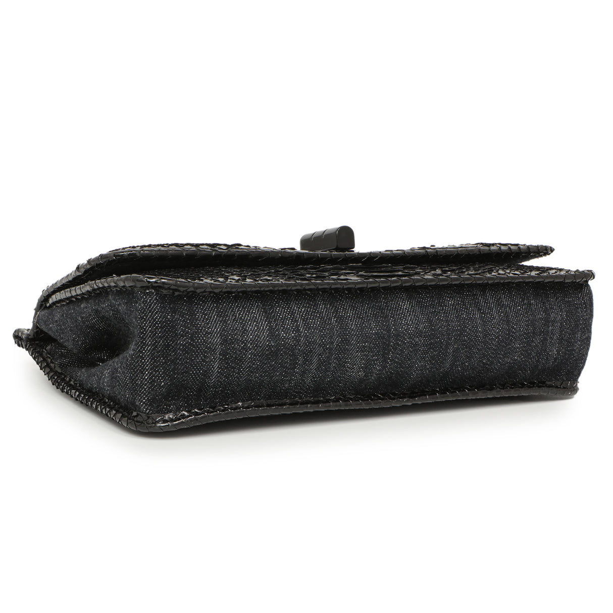 Chanel Python Denim Square Quilt Chain Flap Handbags Chanel