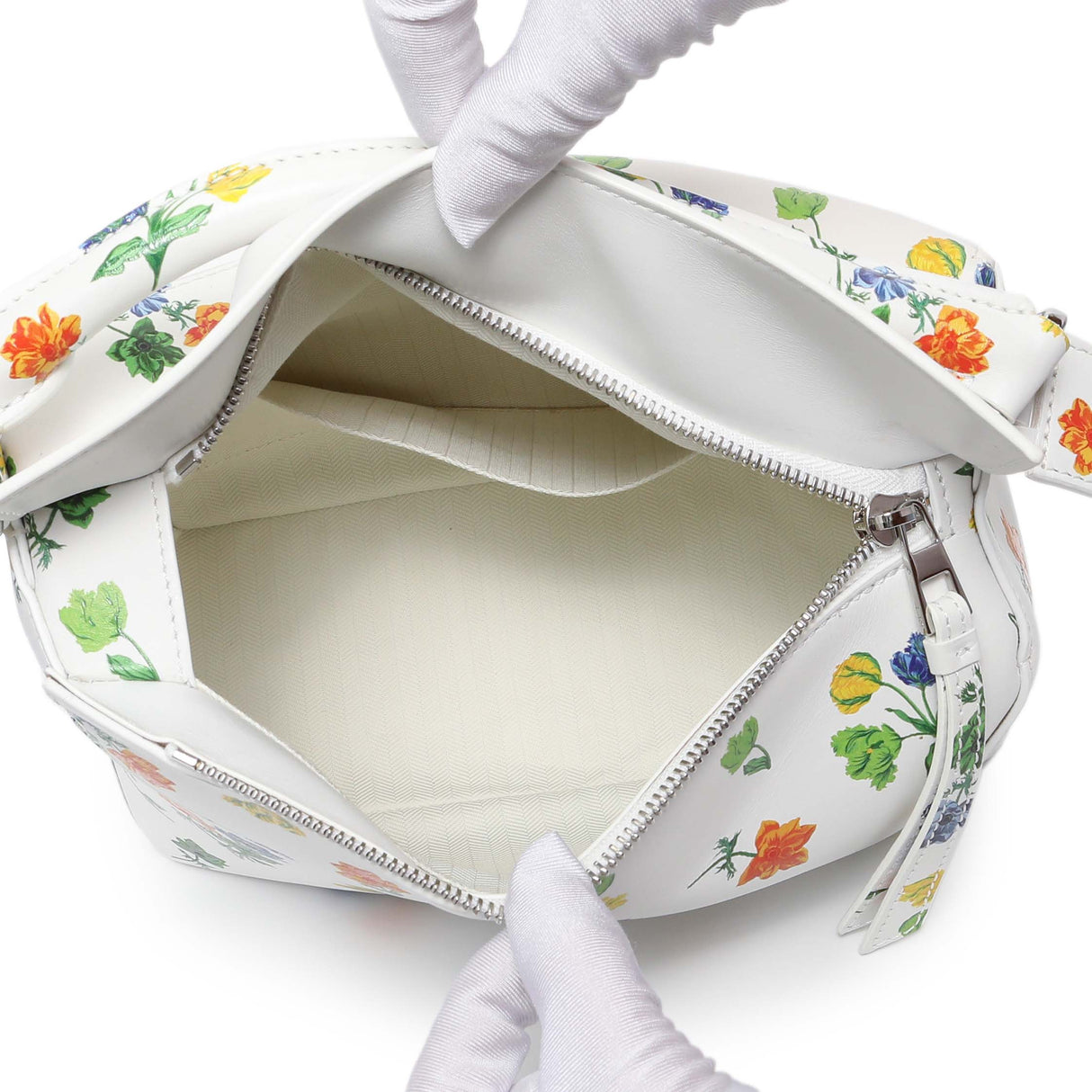 Loewe White Flower Print Calfskin Small Puzzle Edge Bag Handbags Loewe