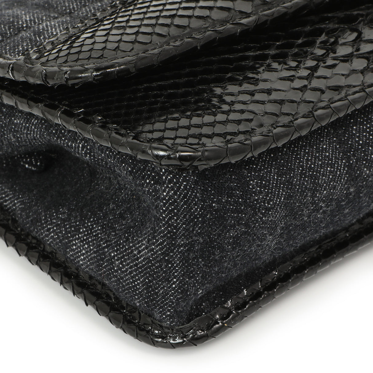 Chanel Python Denim Square Quilt Chain Flap Handbags Chanel