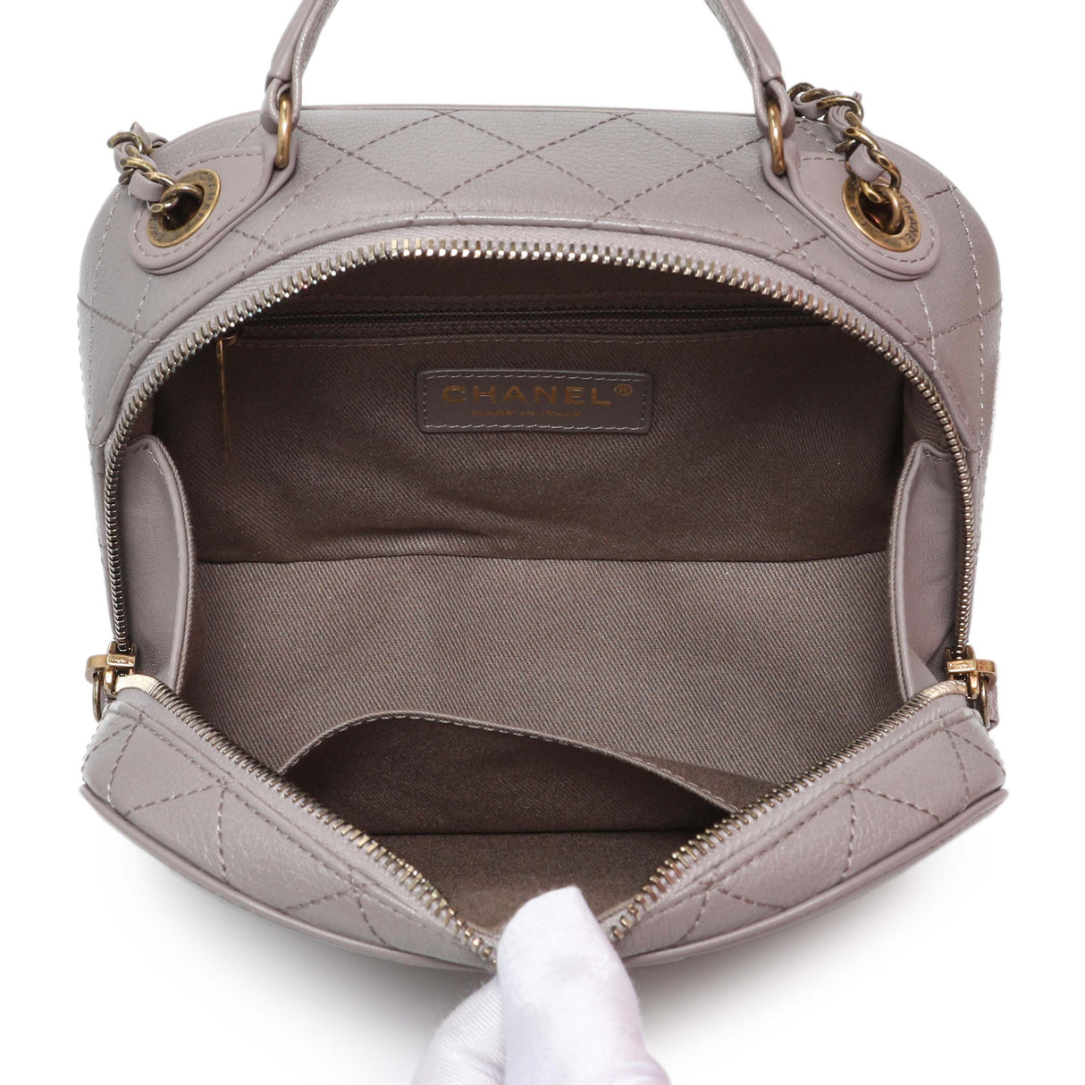 Chanel Taupe Calfskin Coco Curve Vanity Case Handbags Chanel