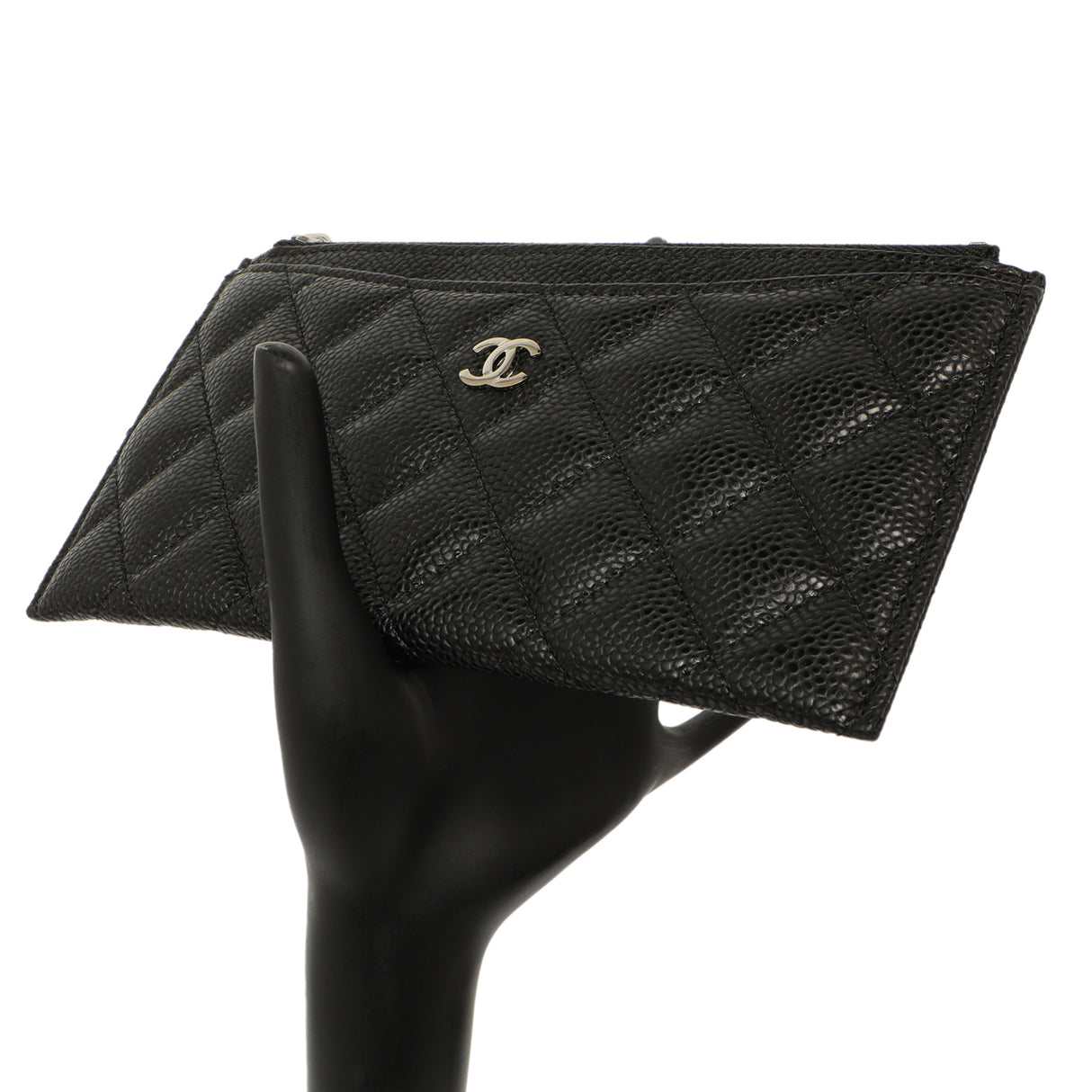 Chanel Black Quilted Caviar Classic Zip Pouch Accessories Chanel