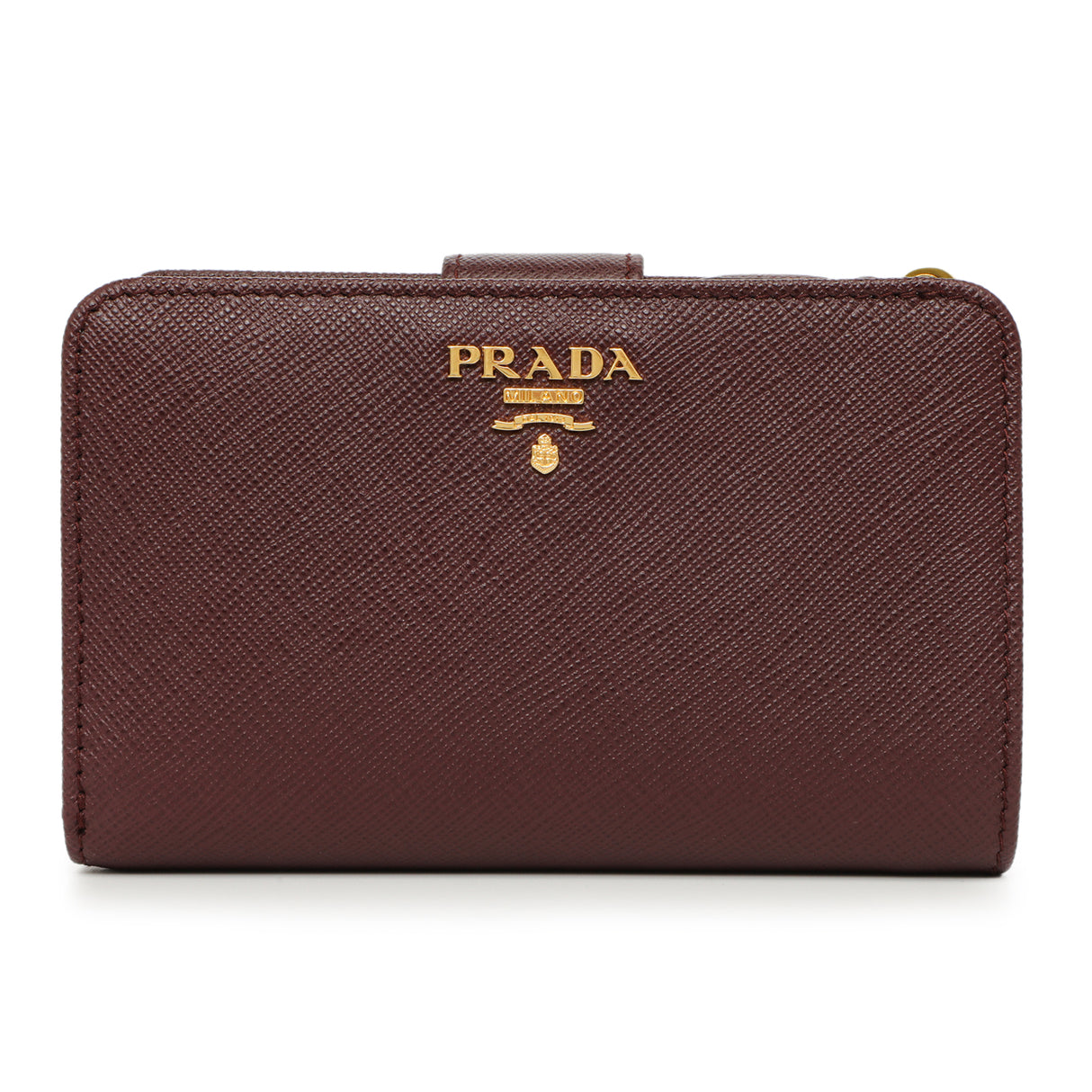 Prada Burgundy Saffiano Compact Wallet Accessories Prada