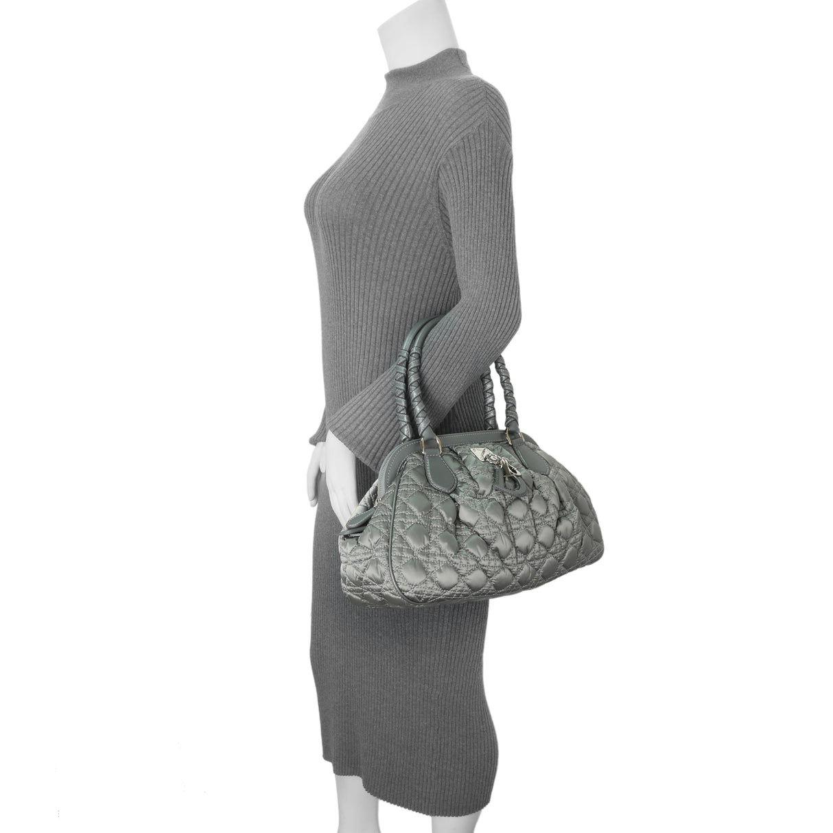 Christian Dior Grey Satin Cannage Charming Doctors Bag Handbags Christian Dior