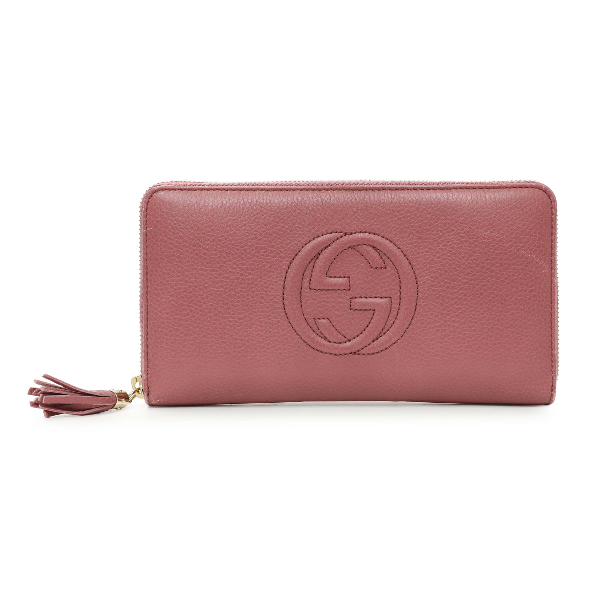 Gucci Rose Pebbled Calfskin Soho Zip Around Wallet Accessories Gucci