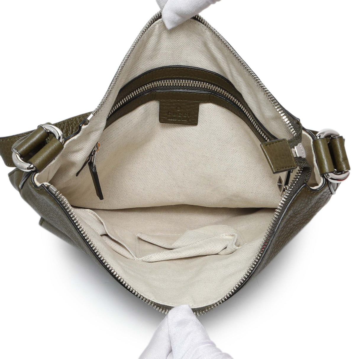 Gucci Green Pebbled Calfskin Medium Soho Messenger Bag