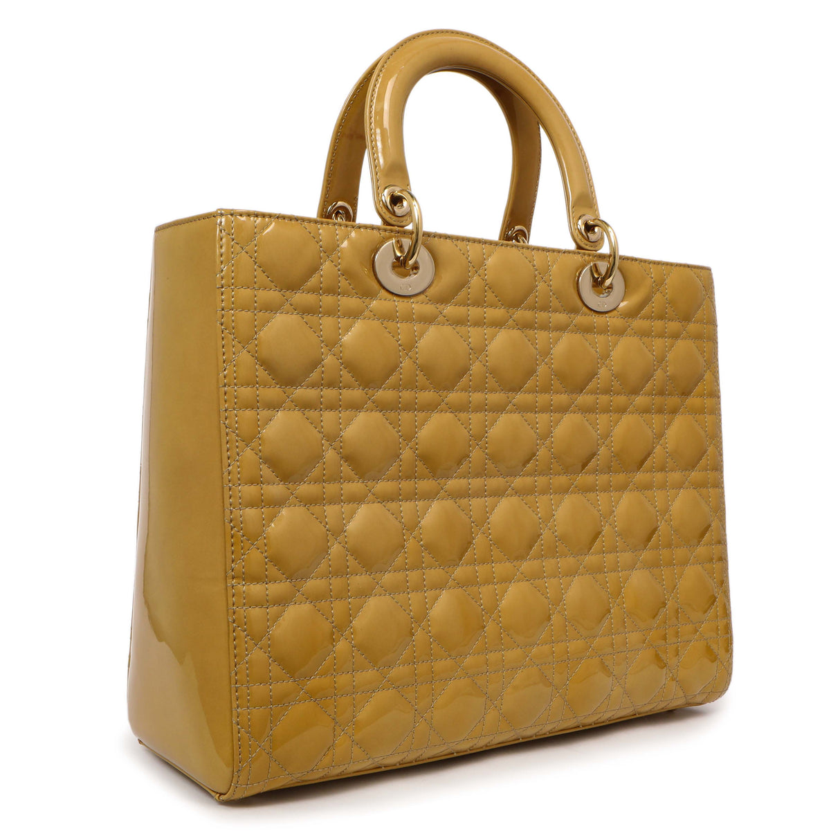 Christian Dior Beige Patent Cannage Large Lady Dior Handbags Christian Dior