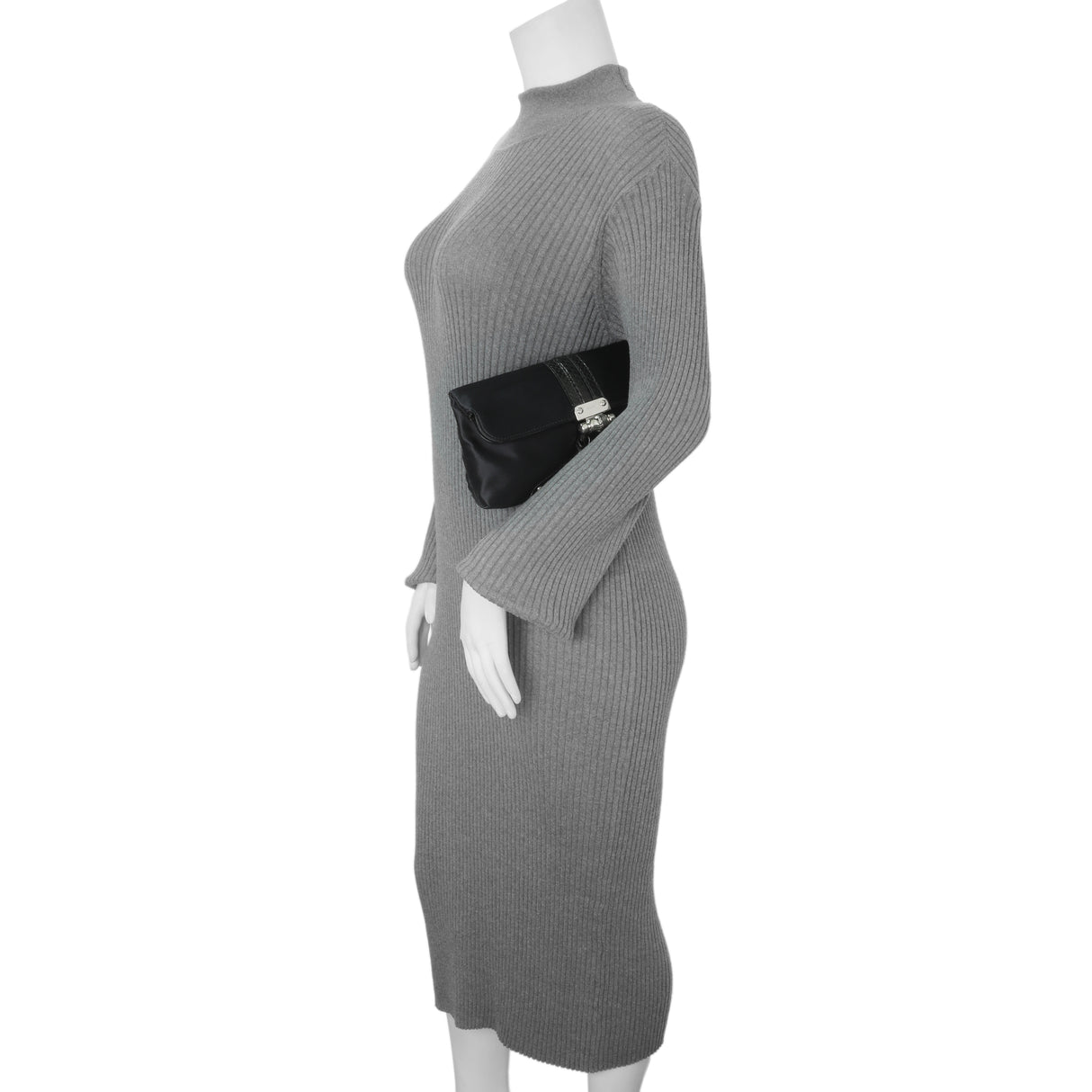 Gucci Black Satin Bamboo Croisette Clutch Handbags Gucci