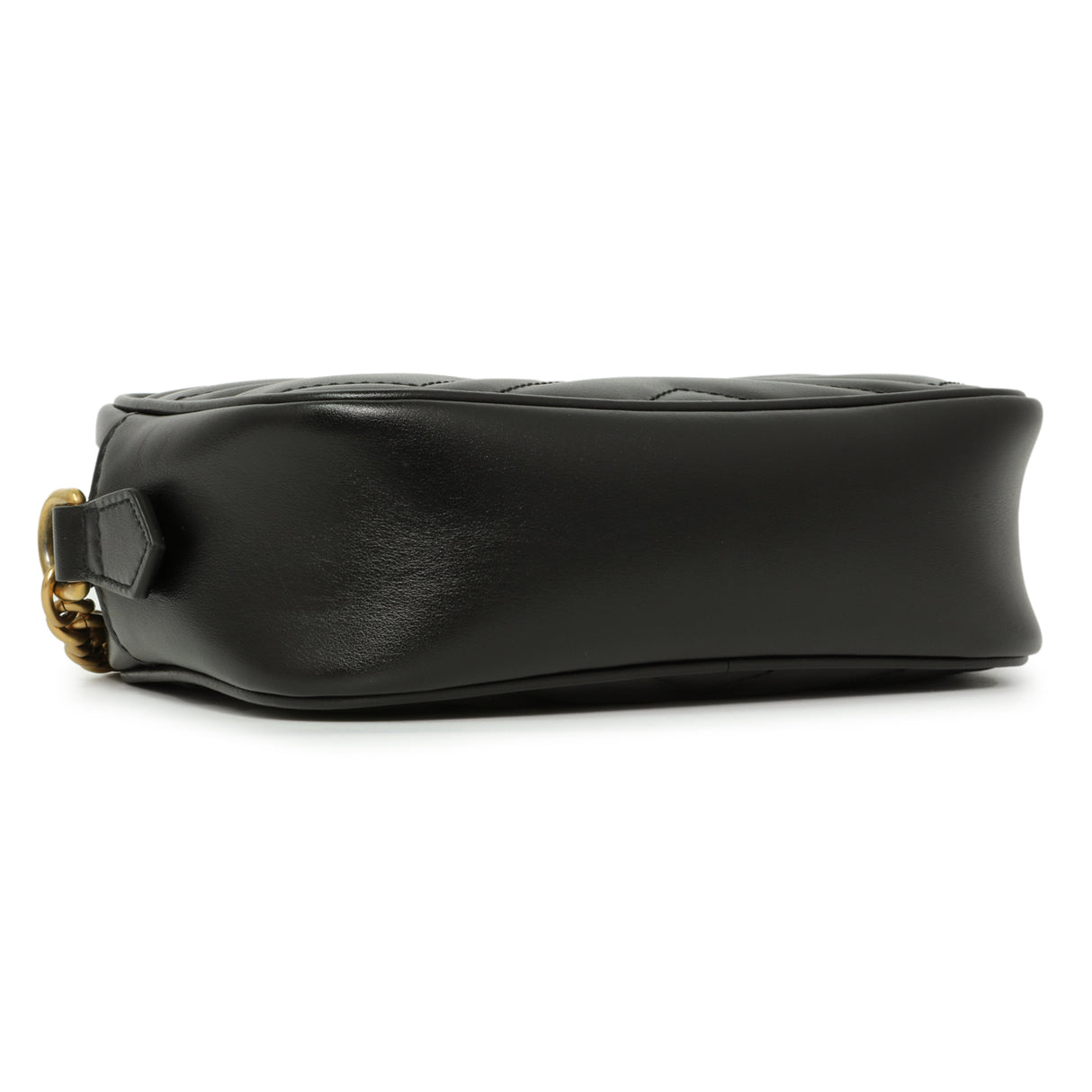 Gucci Black Calfskin Matelasse Mini GG Marmont Chain Shoulder Bag Handbags Gucci