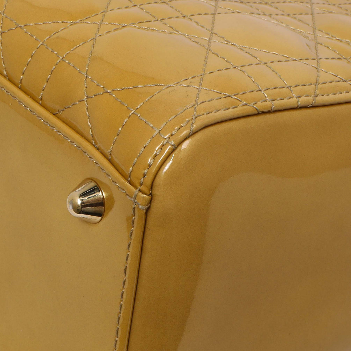 Christian Dior Beige Patent Cannage Large Lady Dior Handbags Christian Dior