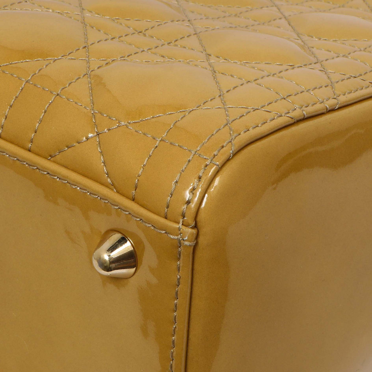 Christian Dior Beige Patent Cannage Large Lady Dior Handbags Christian Dior