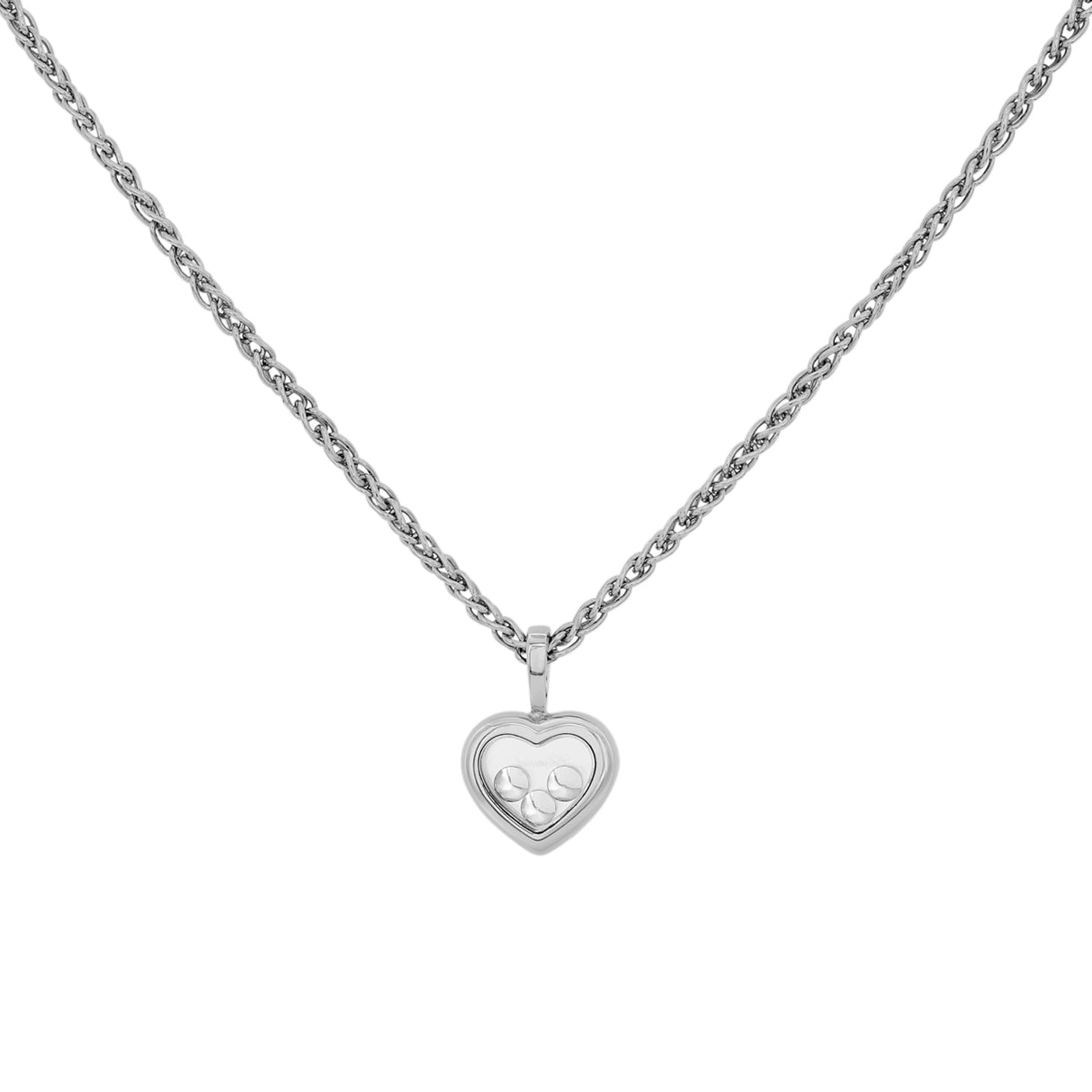 Chopard 18K White Gold Happy Diamonds Icons Pendant Necklace Designer Jewellery Chopard