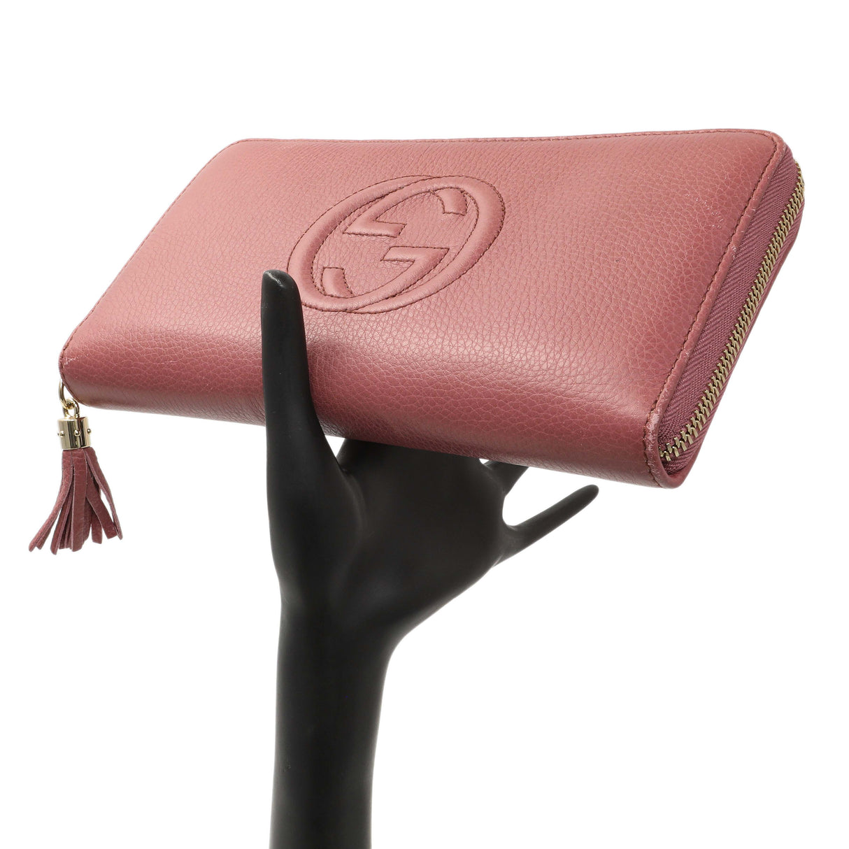 Gucci Rose Pebbled Calfskin Soho Zip Around Wallet Accessories Gucci