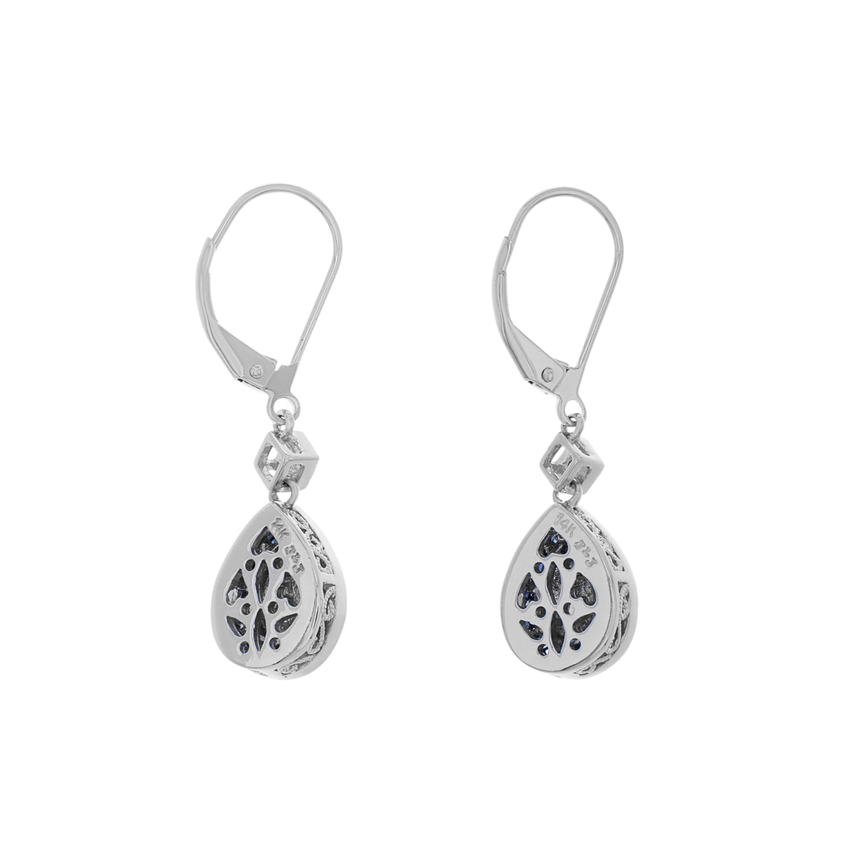 14K White Gold 0.84 Carat Sapphire Diamond Earrings Fine Jewellery Modaselle