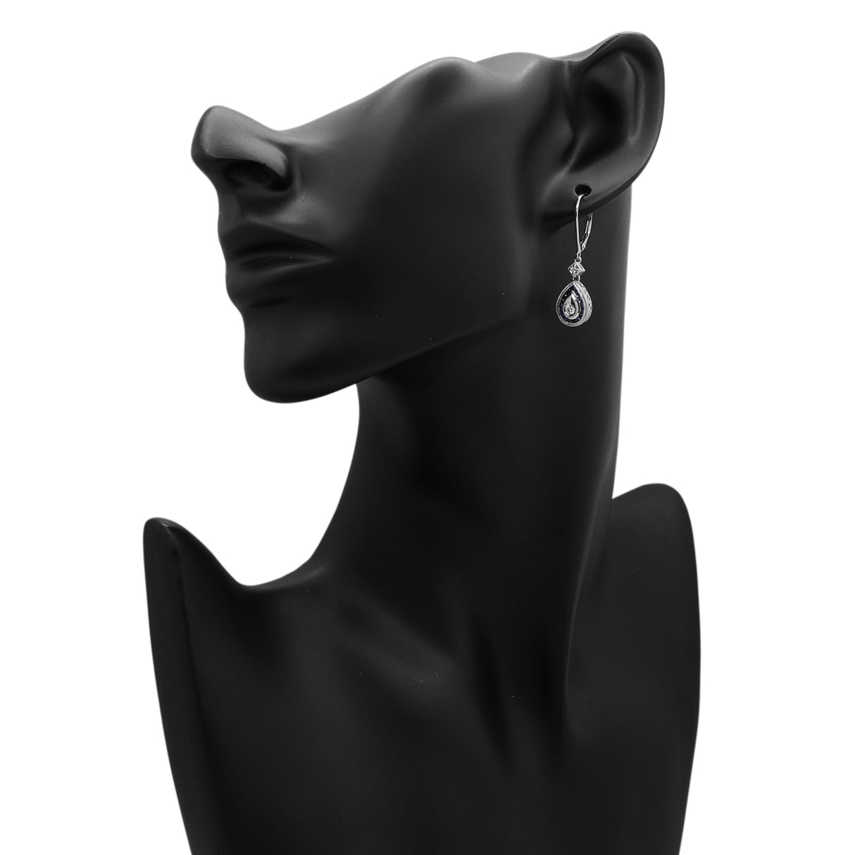 14K White Gold 0.84 Carat Sapphire Diamond Earrings Fine Jewellery Modaselle