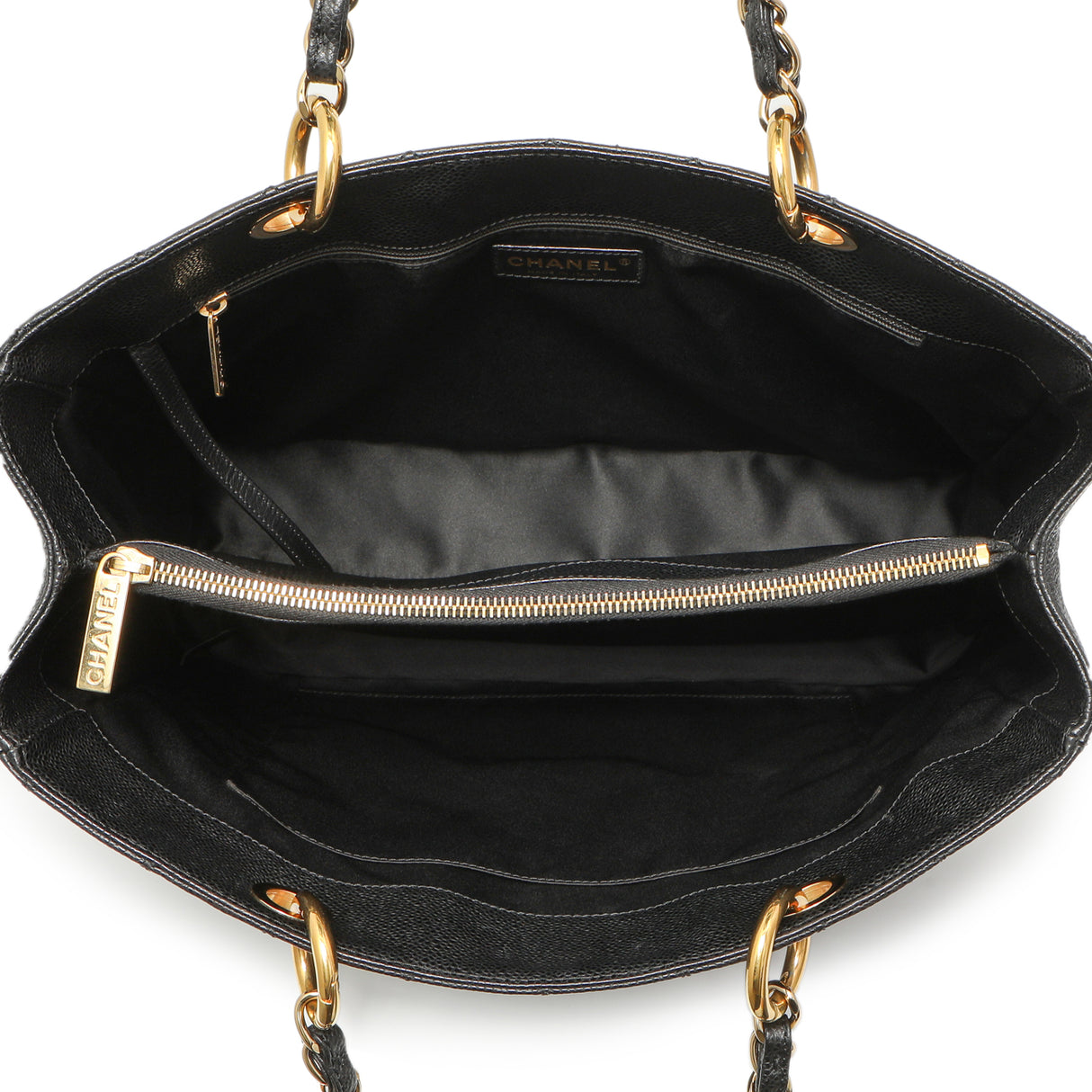 Chanel Black Quilted Caviar Grand Shopping Tote GST Handbags Chanel