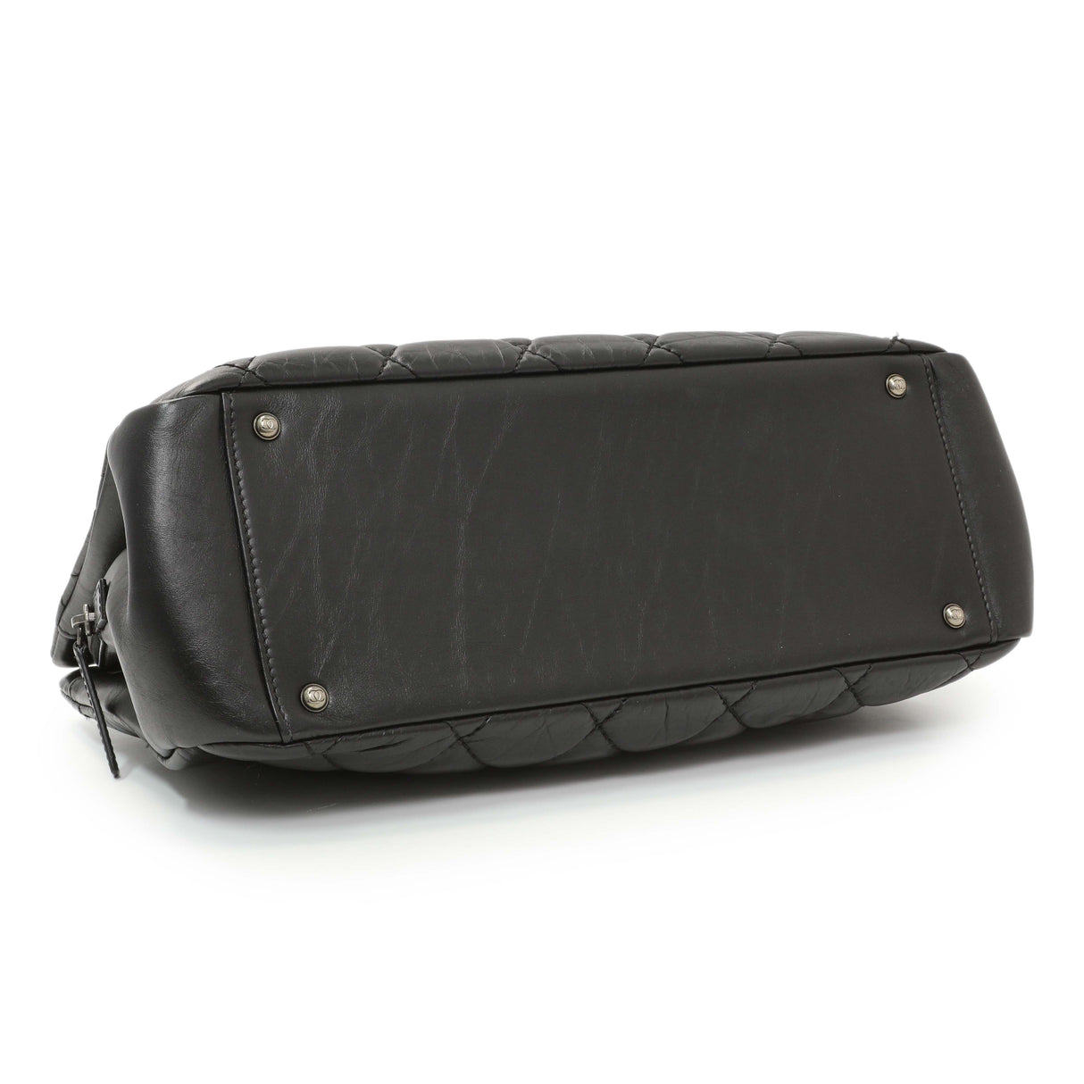 Chanel Black Quilted Aged Calfskin CC Crown Tote Handbags Chanel