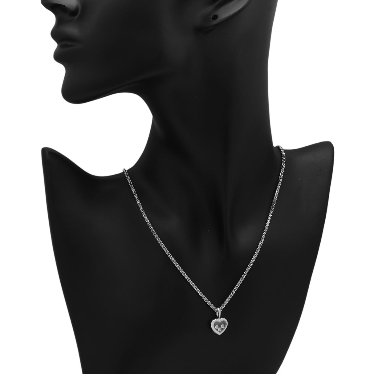 Chopard 18K White Gold Happy Diamonds Icons Pendant Necklace Designer Jewellery Chopard