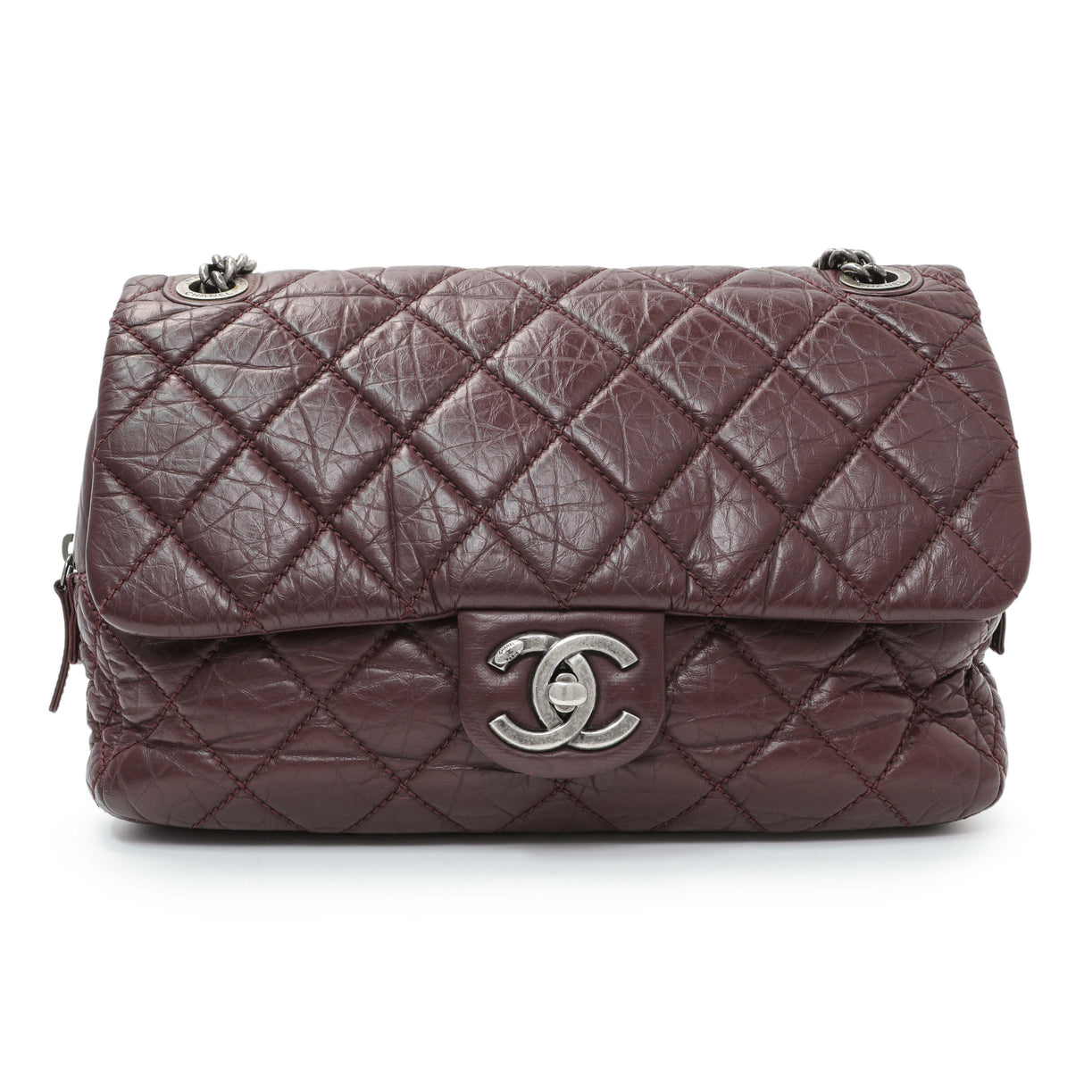 Chanel Burgundy Aged Calfskin Portobello Flap Handbags Chanel
