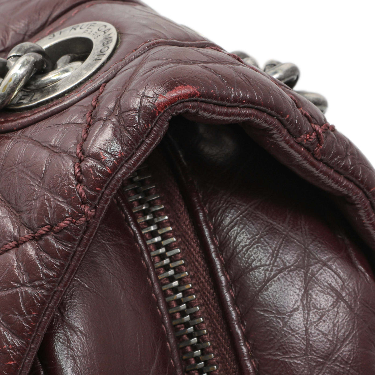 Chanel Burgundy Aged Calfskin Portobello Flap Handbags Chanel