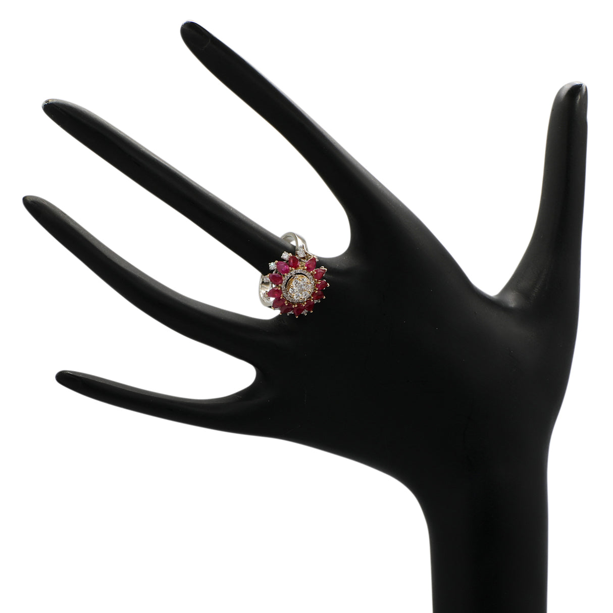 18K White Gold 2.52 Carat Ruby Diamond Blossom Ring Fine Jewellery Modaselle