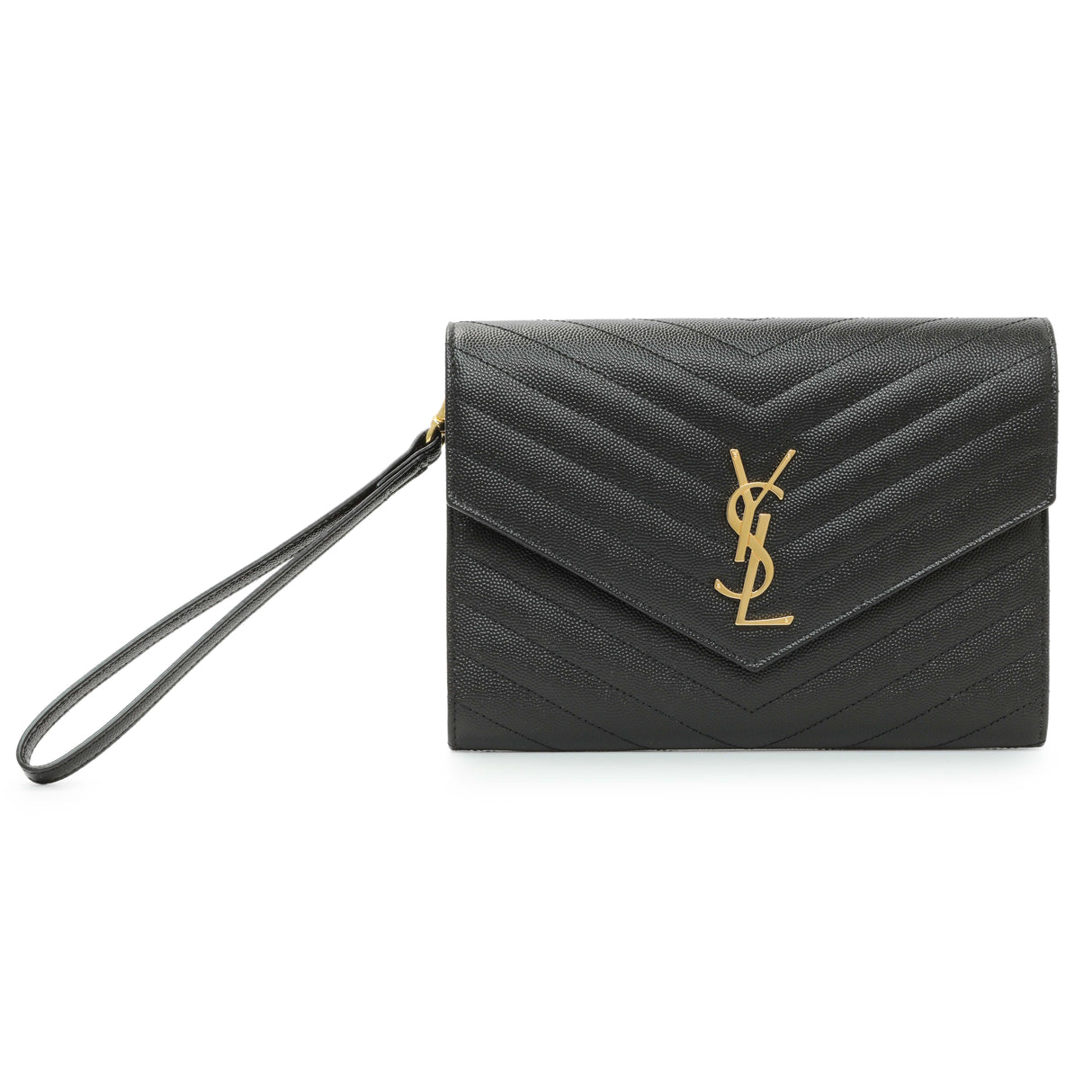 Saint Laurent Grain De Poudre Matelasse Chevron Monogram Envelope Clutch Handbags Saint Laurent