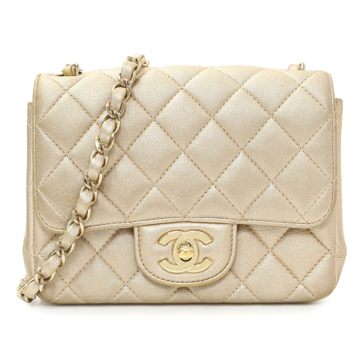 Chanel Metallic Quilted Mini Square Flap Handbags Chanel