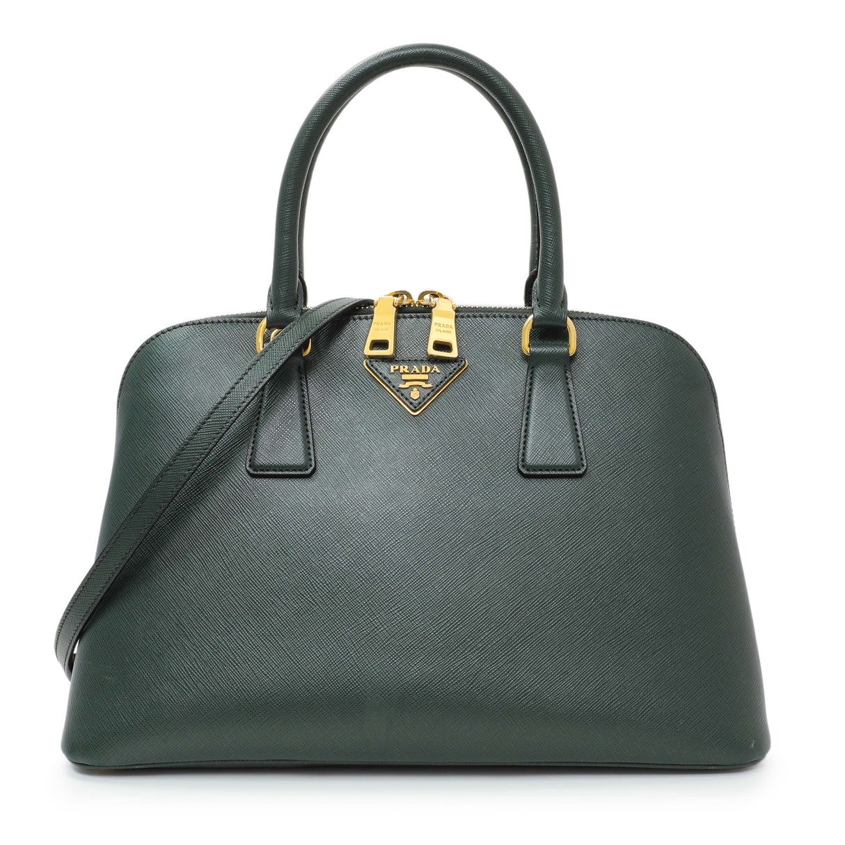 Prada Green Saffiano Medium Promenade Tote Handbags Prada