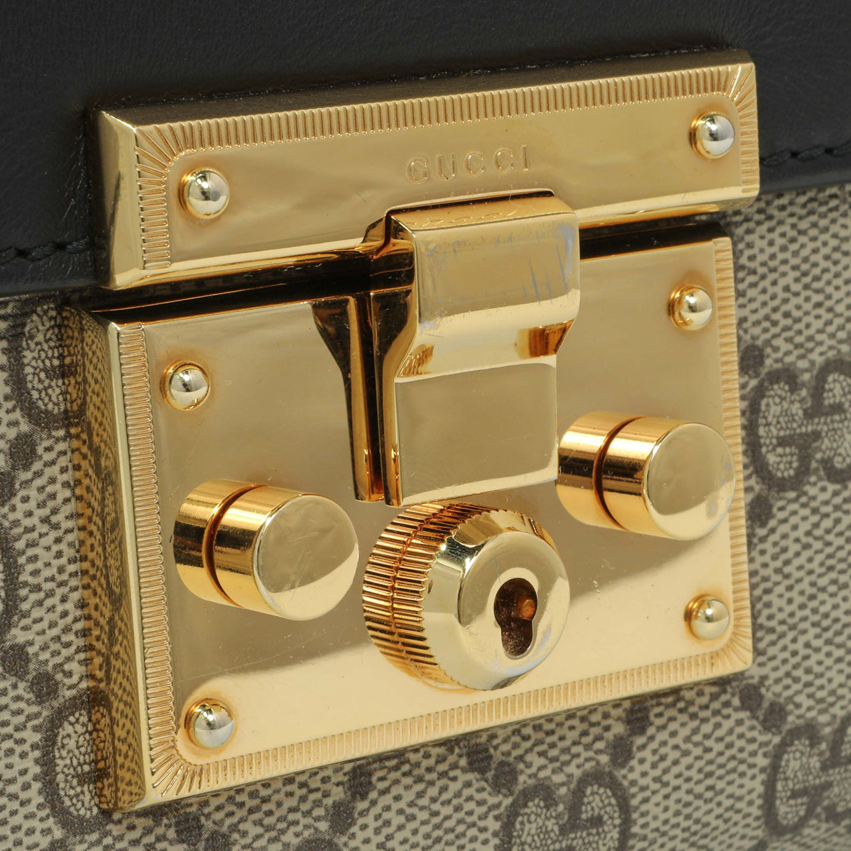 Gucci GG Supreme Calfskin Medium Padlock Shoulder Bag Handbags Gucci