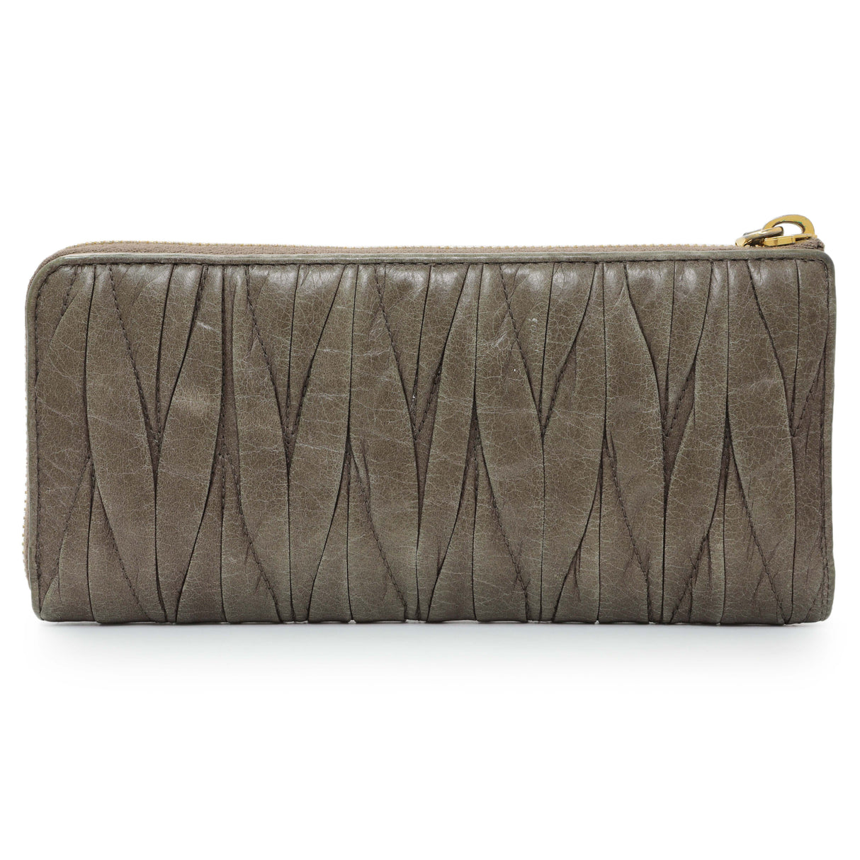 Miu Miu Grey Nappa Matelasse Zip Wallet Accessories Miu Miu