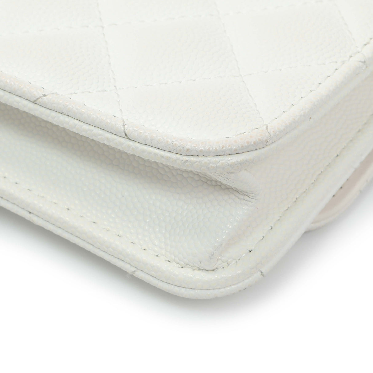 Chanel White Caviar Quilted Flap Phone Holder With Chain Handbags Chanel