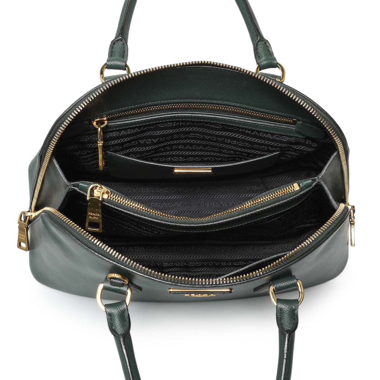 Prada Green Saffiano Medium Promenade Tote Handbags Prada
