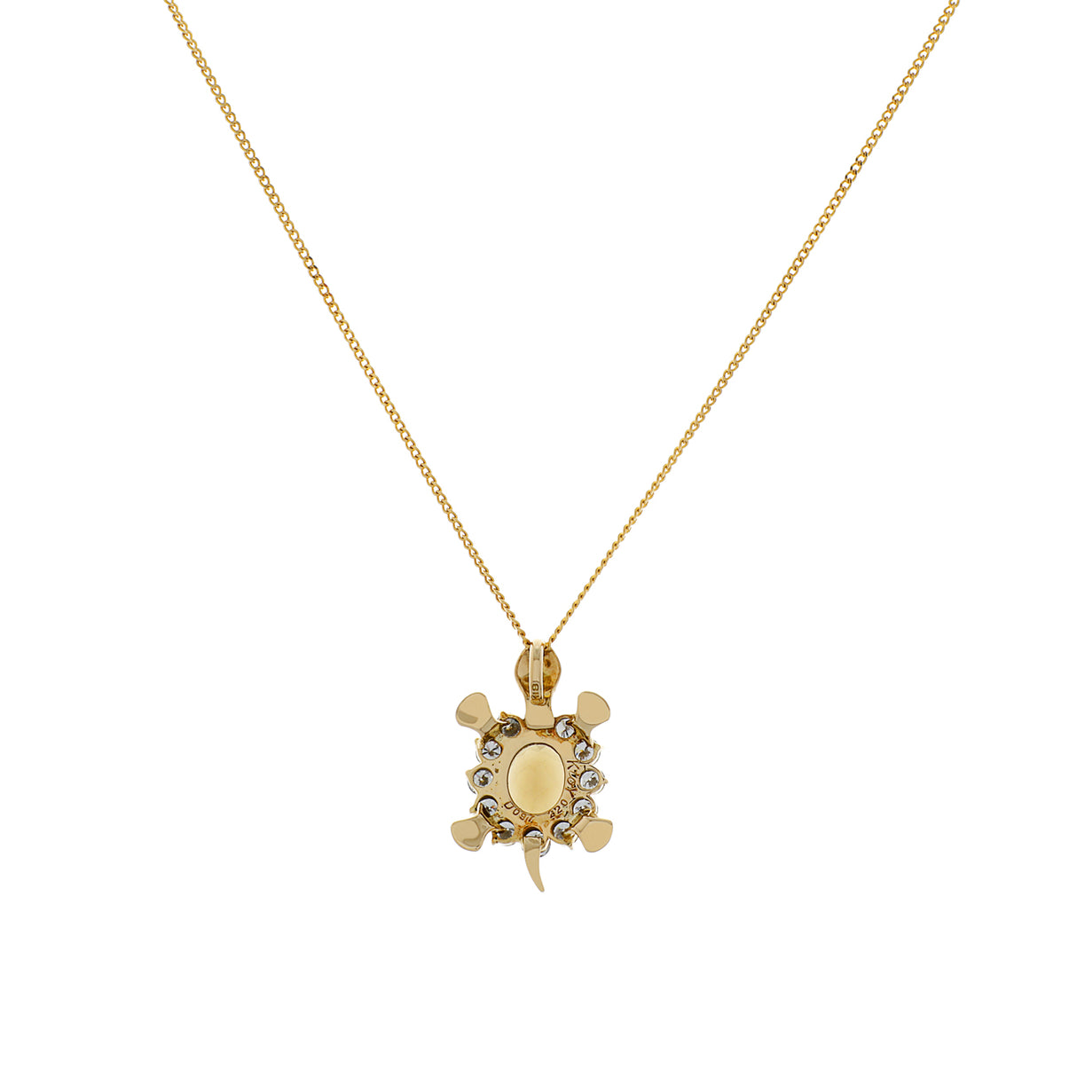 18K Yellow Gold 2.20 Carat Smokey Quartz Turtle Pendant Fine Jewellery Modaselle