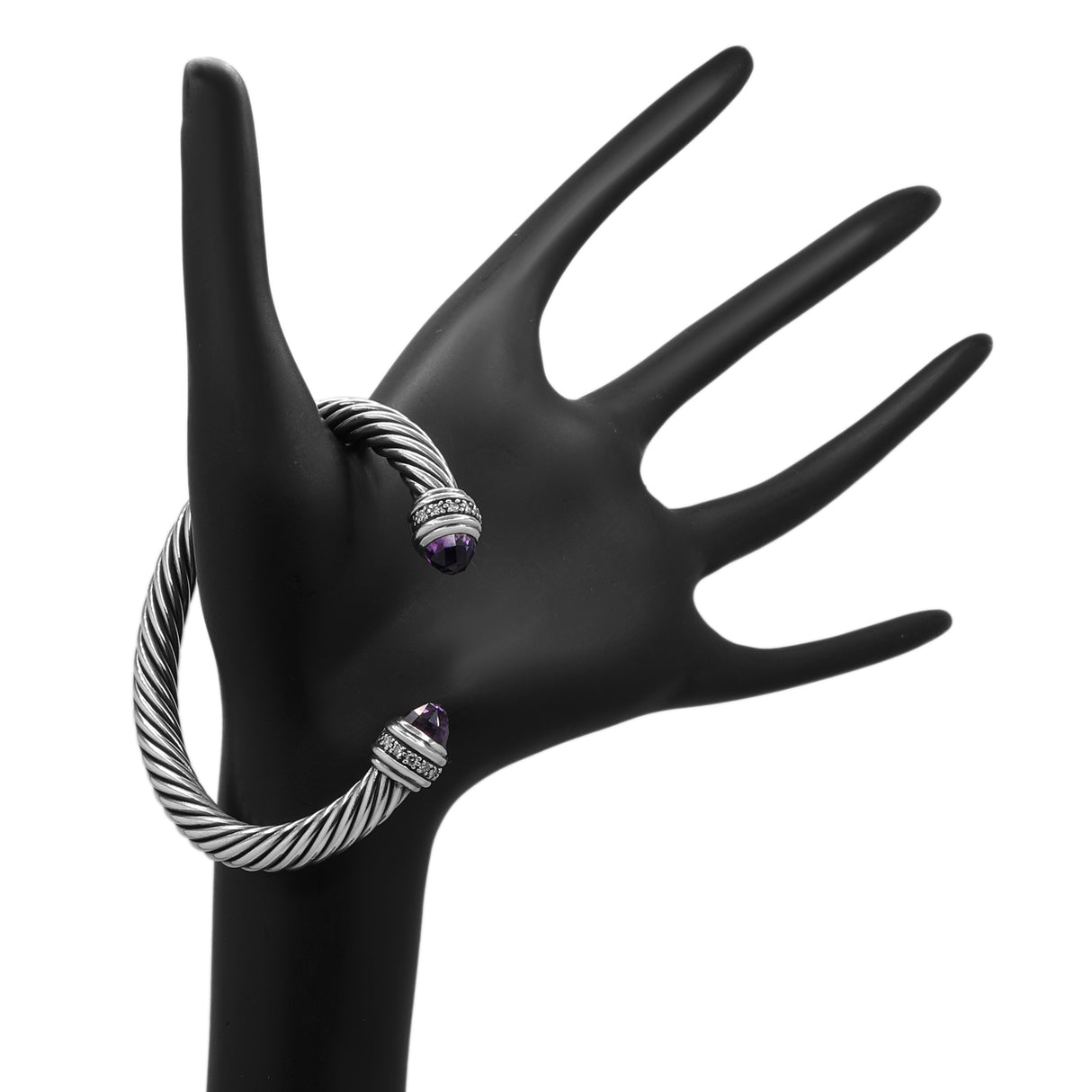 David Yurman Sterling Silver 7mm Diamond Amethyst Cable Classics Bracelet Designer Jewellery David Yurman