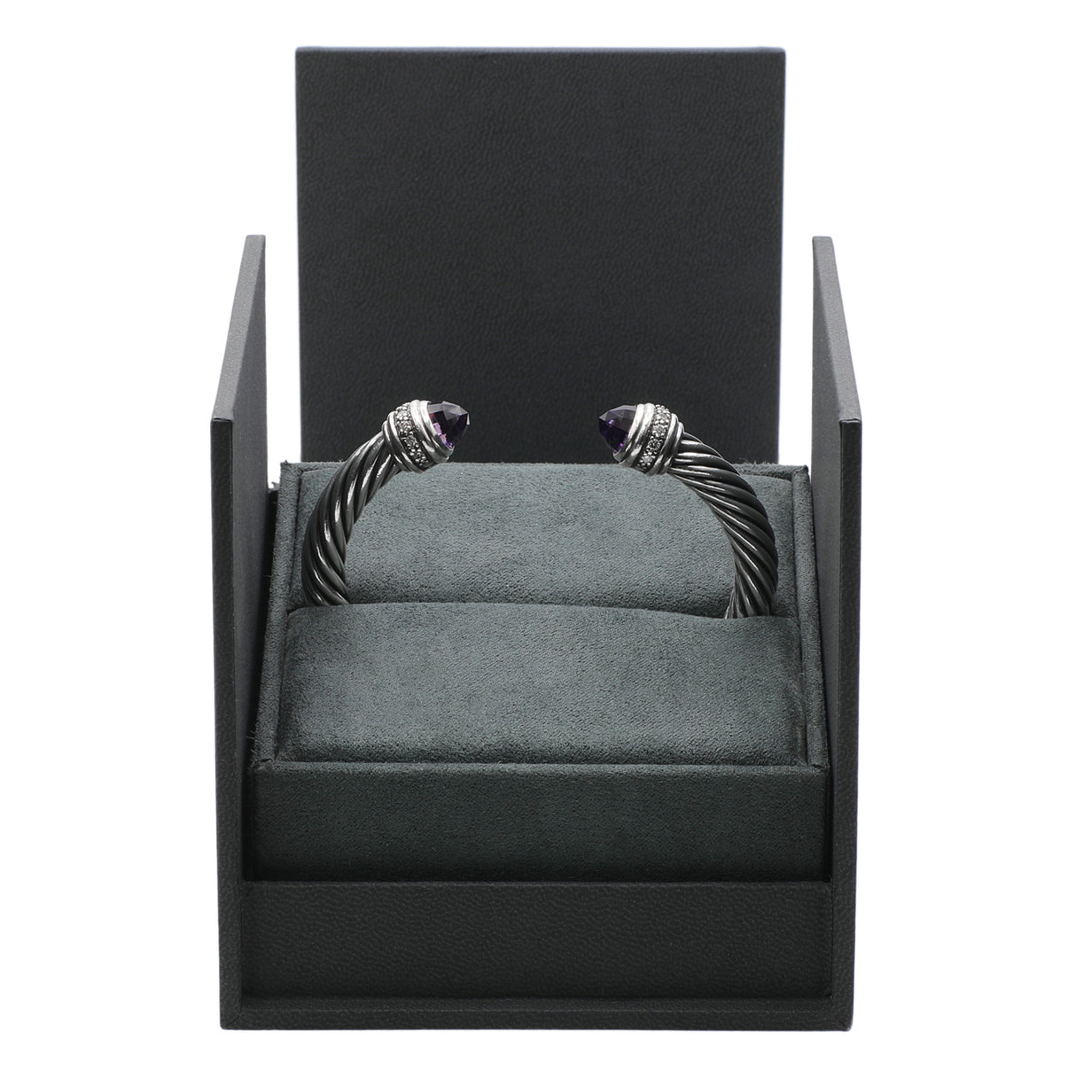 David Yurman Sterling Silver 7mm Diamond Amethyst Cable Classics Bracelet Designer Jewellery David Yurman